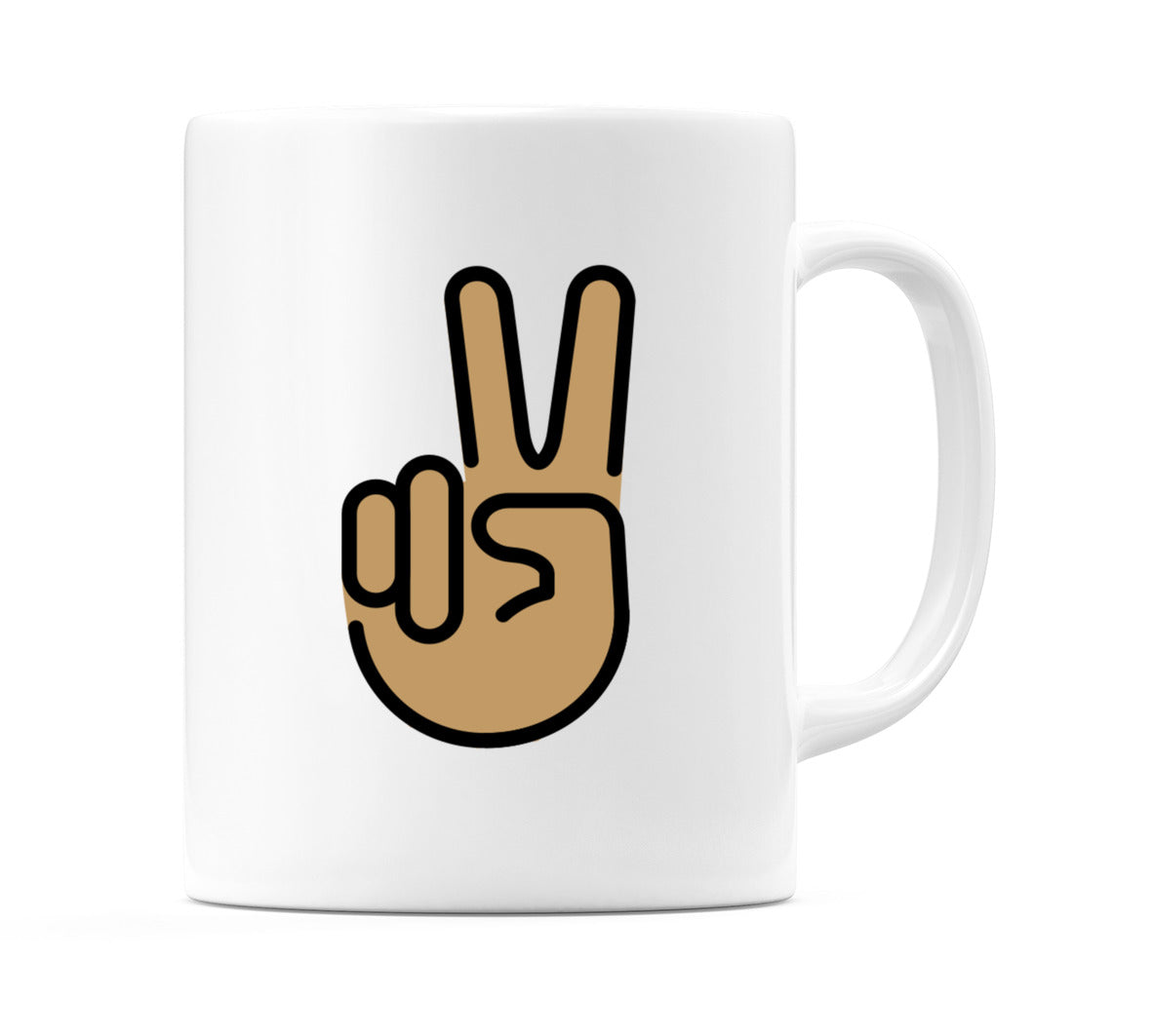 Victory Hand: Medium Skin Tone Emoji Mug