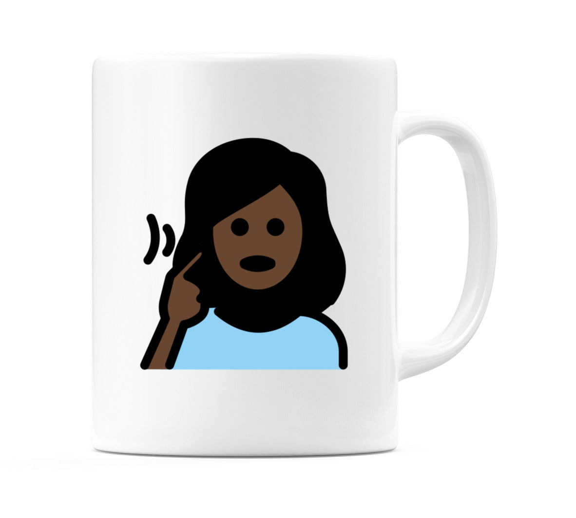 Deaf Female: Dark Skin Tone Emoji Mug