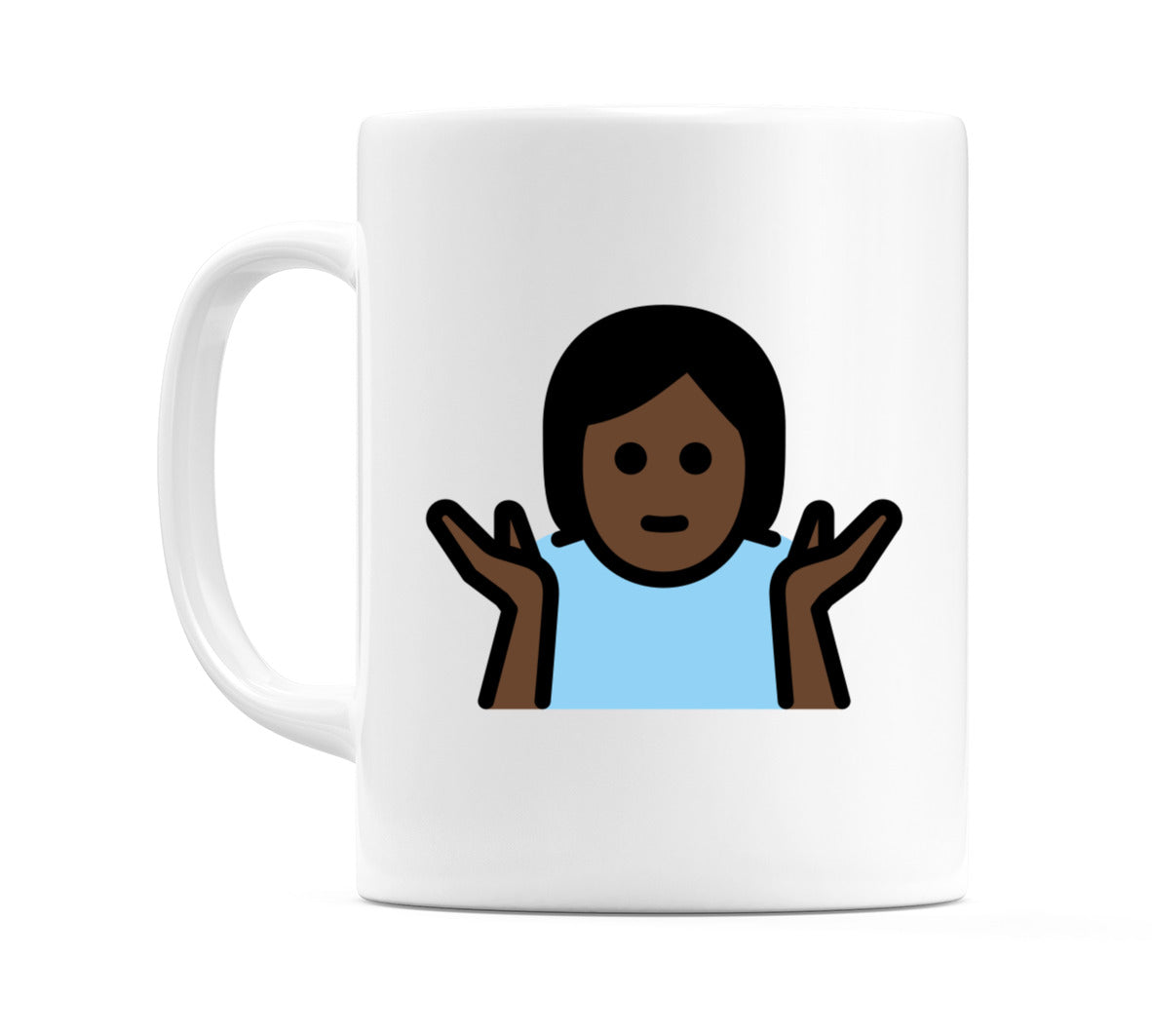 Person Shrugging: Dark Skin Tone Emoji Mug