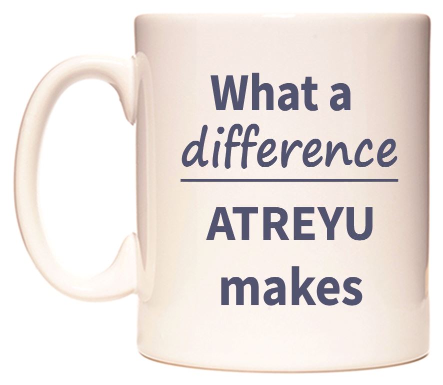This mug features What a difference ATREYU makes