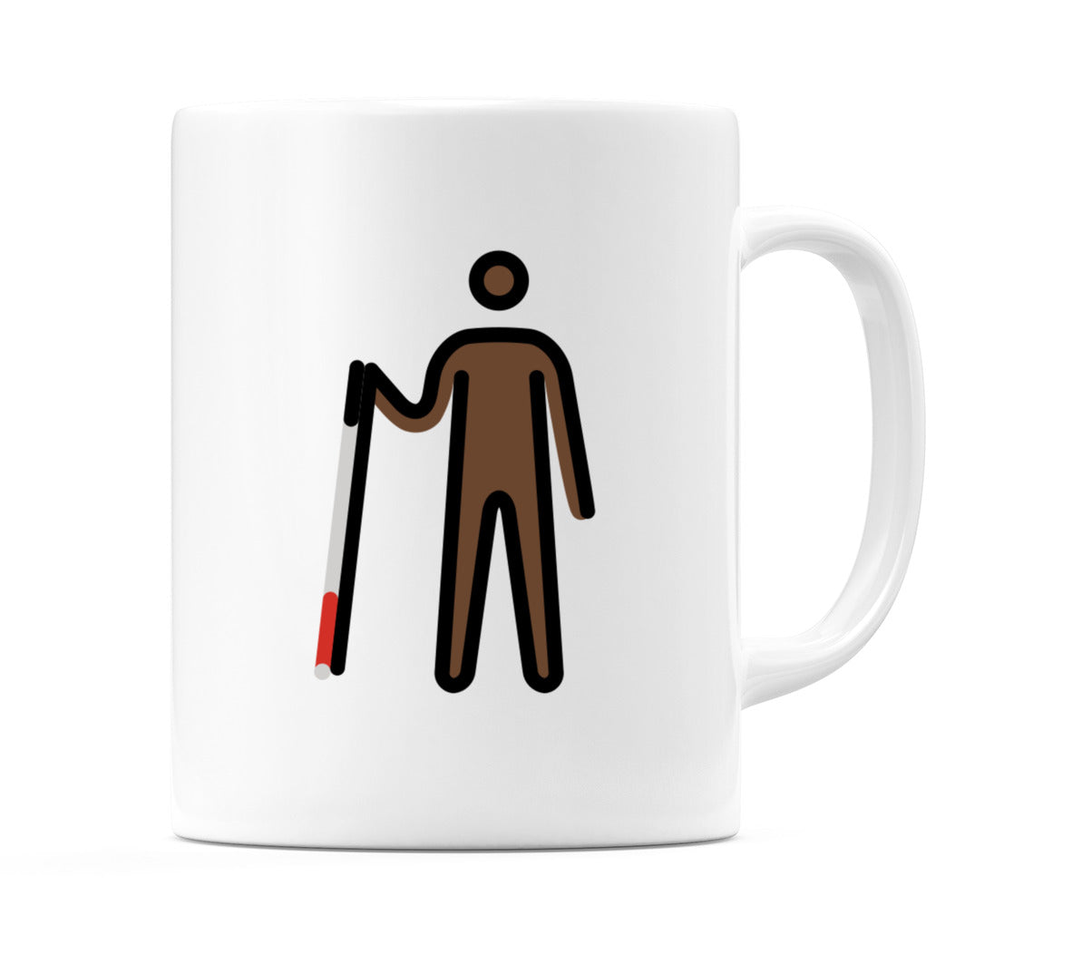 Male With Probing Cane: Dark Skin Tone Emoji Mug