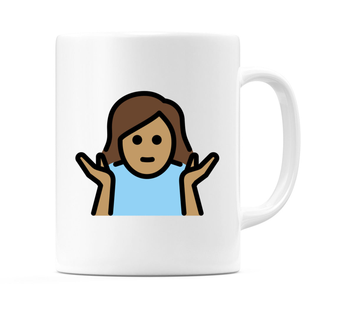 Female Shrugging: Medium Skin Tone Emoji Mug