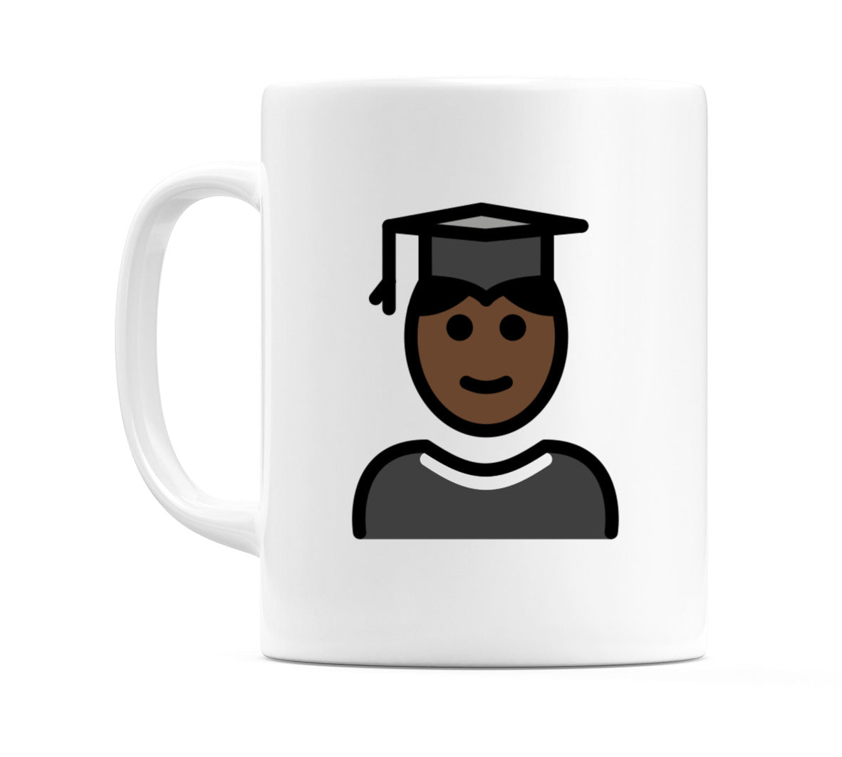 Male Student: Dark Skin Tone Emoji Mug