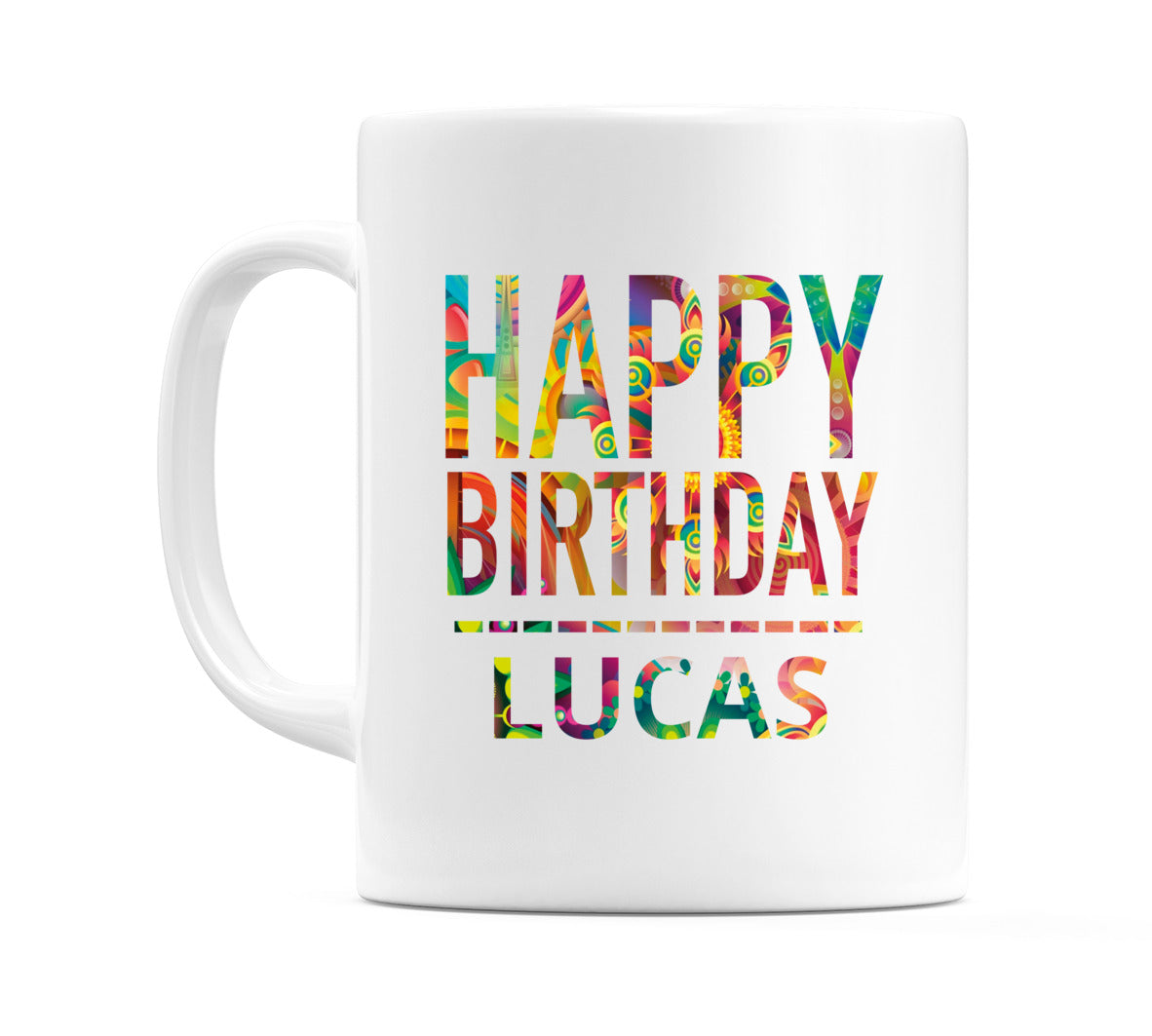 Happy Birthday Lucas (Tie Dye Effect) Mug Cup by WeDoMugs