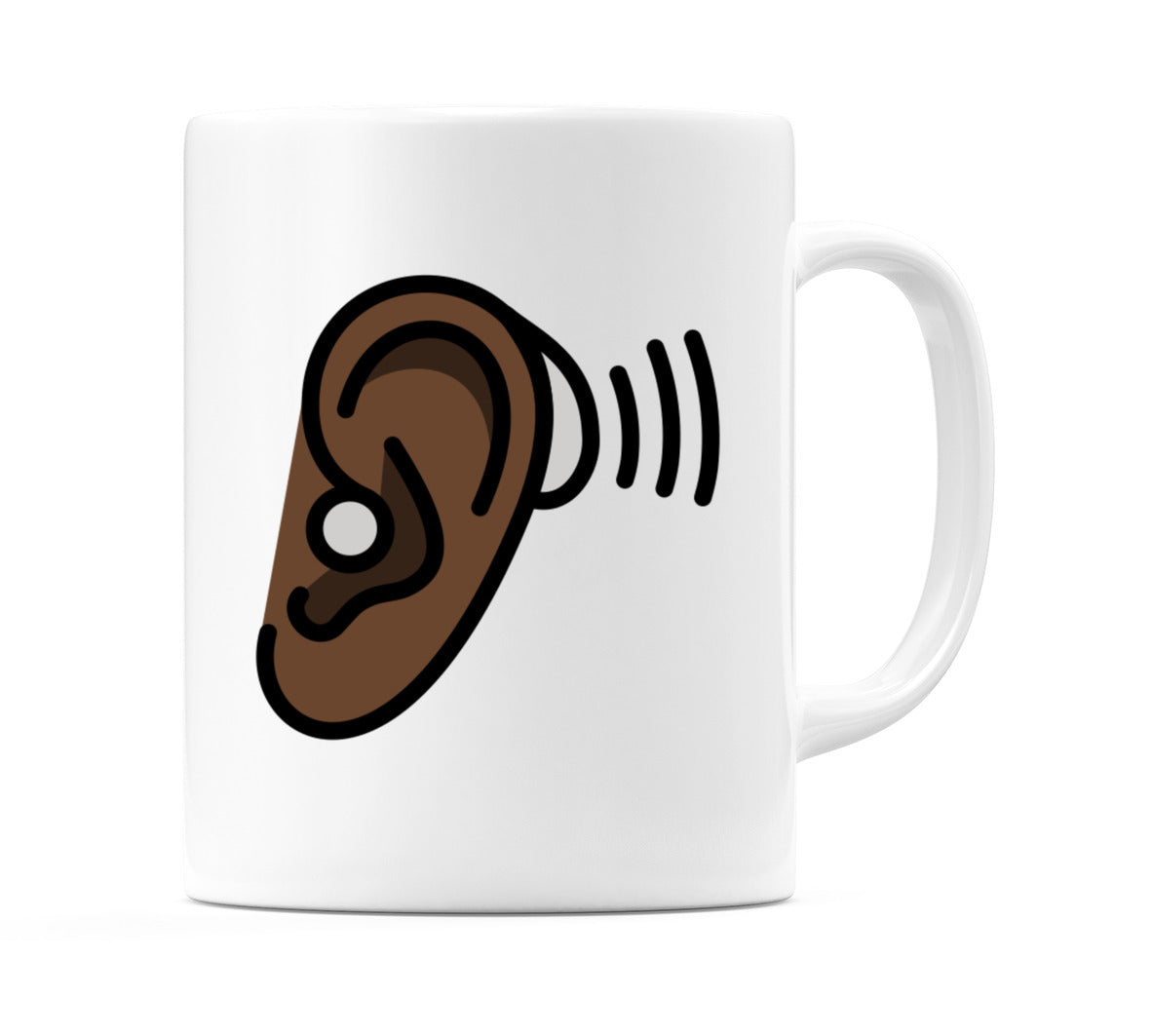 Ear With Hearing Aid: Dark Skin Tone Emoji Mug