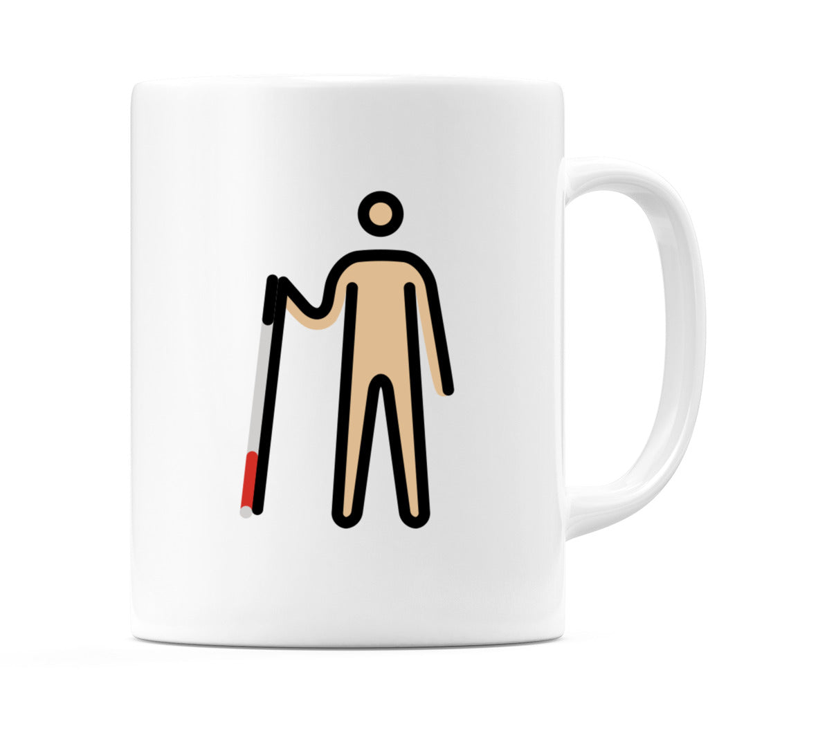 Male With Probing Cane: Medium-Light Skin Tone Emoji Mug