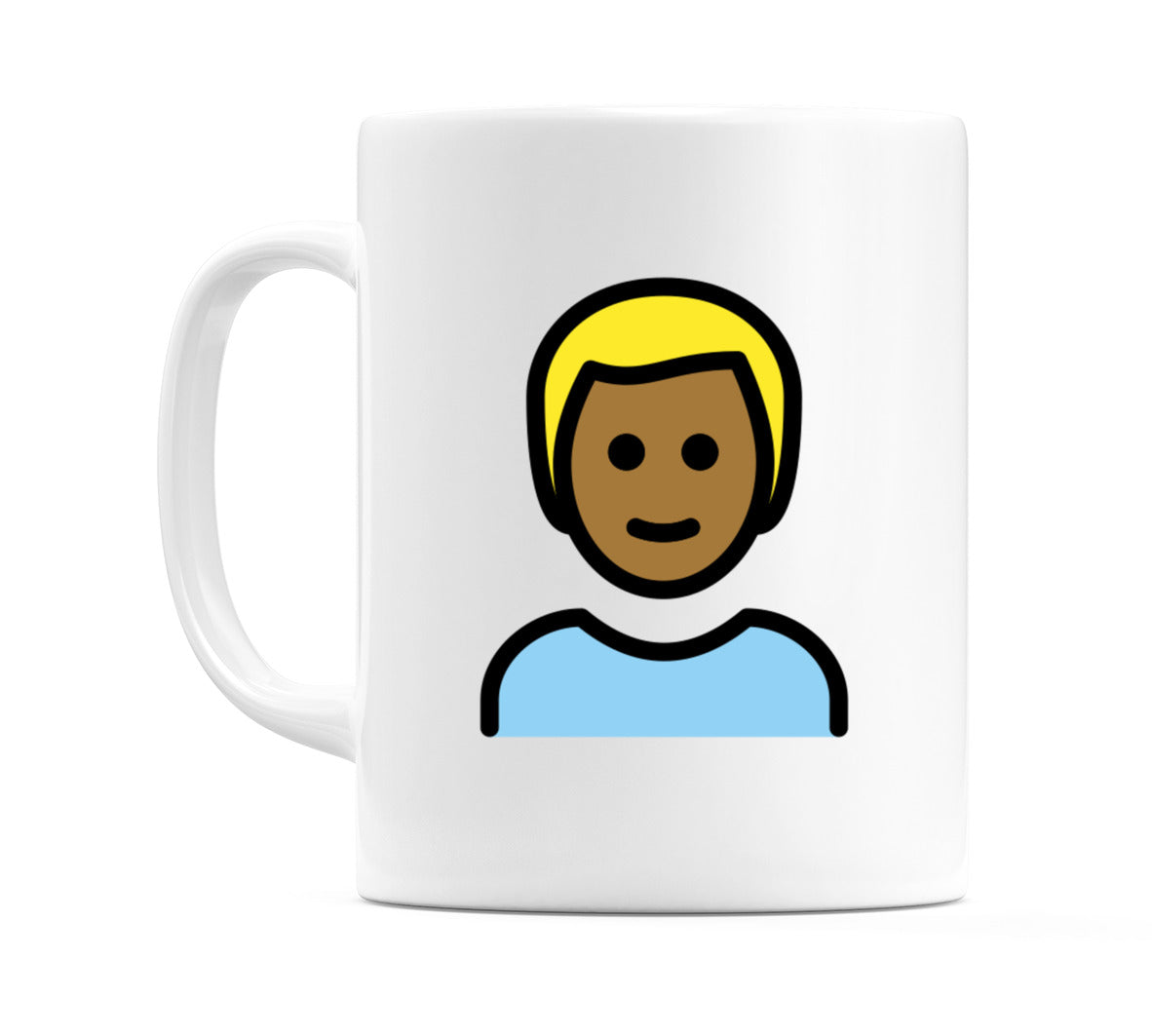Male: Medium-Dark Skin Tone, Blond Hair Emoji Mug