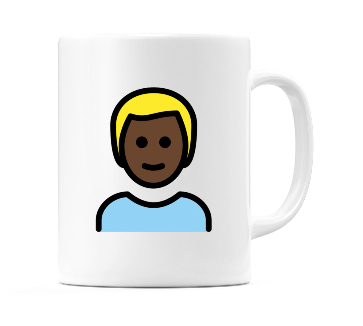 Male: Dark Skin Tone, Blond Hair Emoji Mug