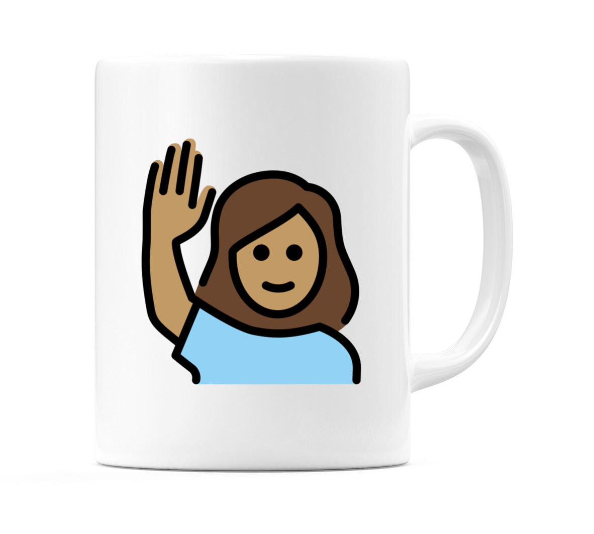 Female Raising Hand: Medium Skin Tone Emoji Mug