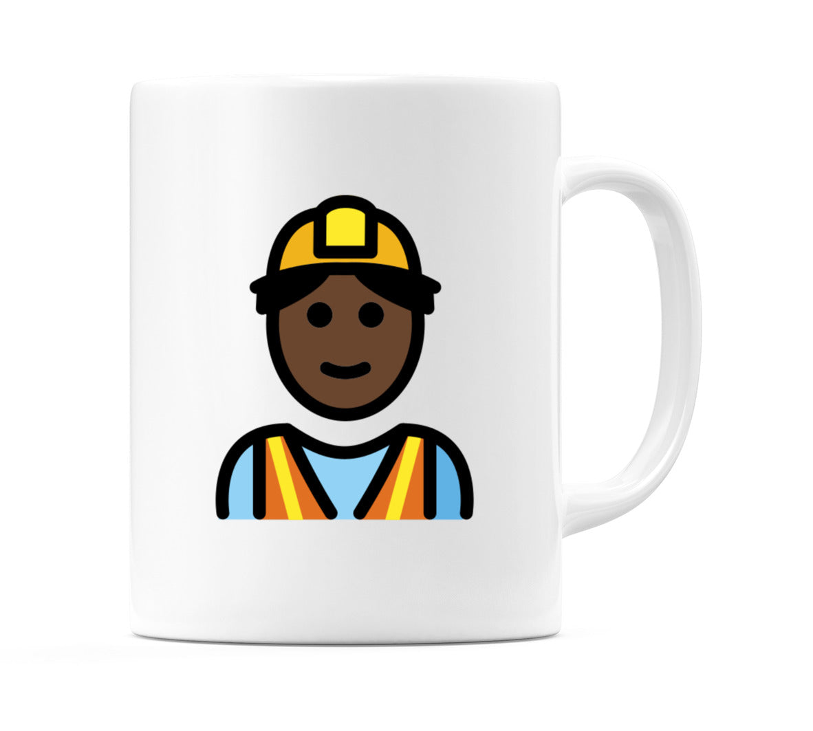 Male Construction Worker: Dark Skin Tone Emoji Mug