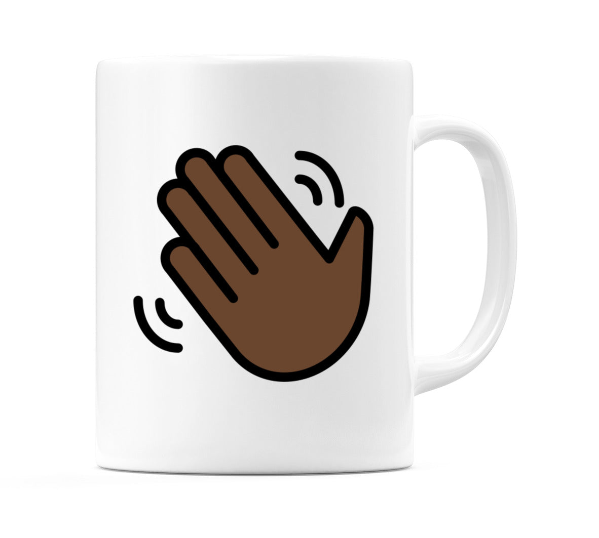 Waving Hand: Dark Skin Tone Emoji Mug
