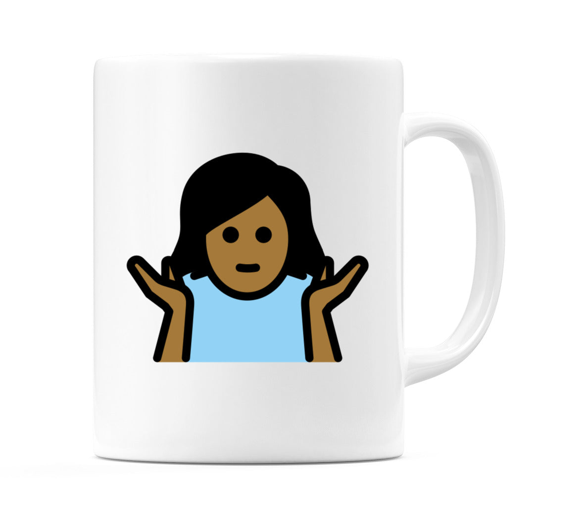 Female Shrugging: Medium-Dark Skin Tone Emoji Mug