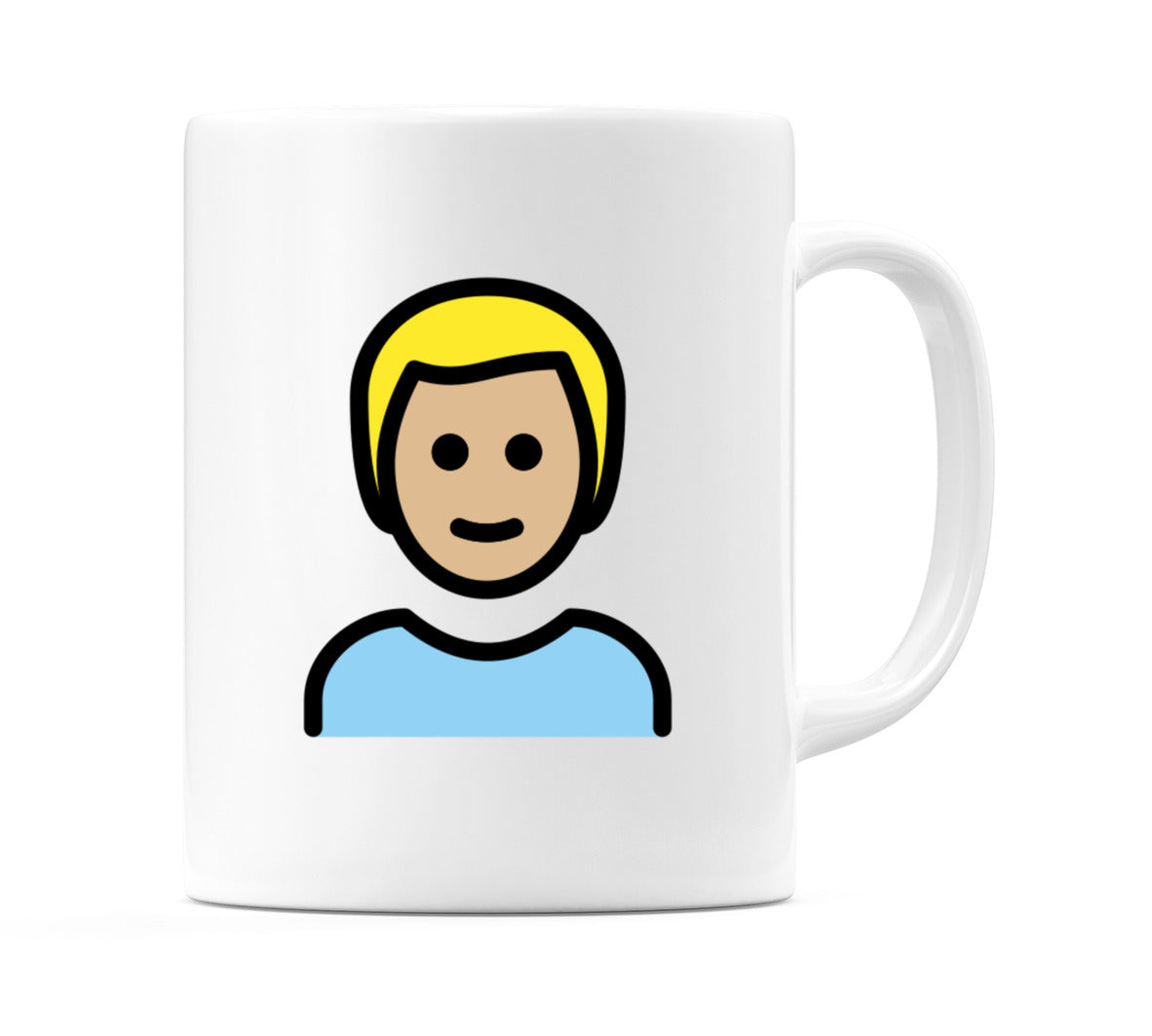 Male: Medium-Light Skin Tone, Blond Hair Emoji Mug