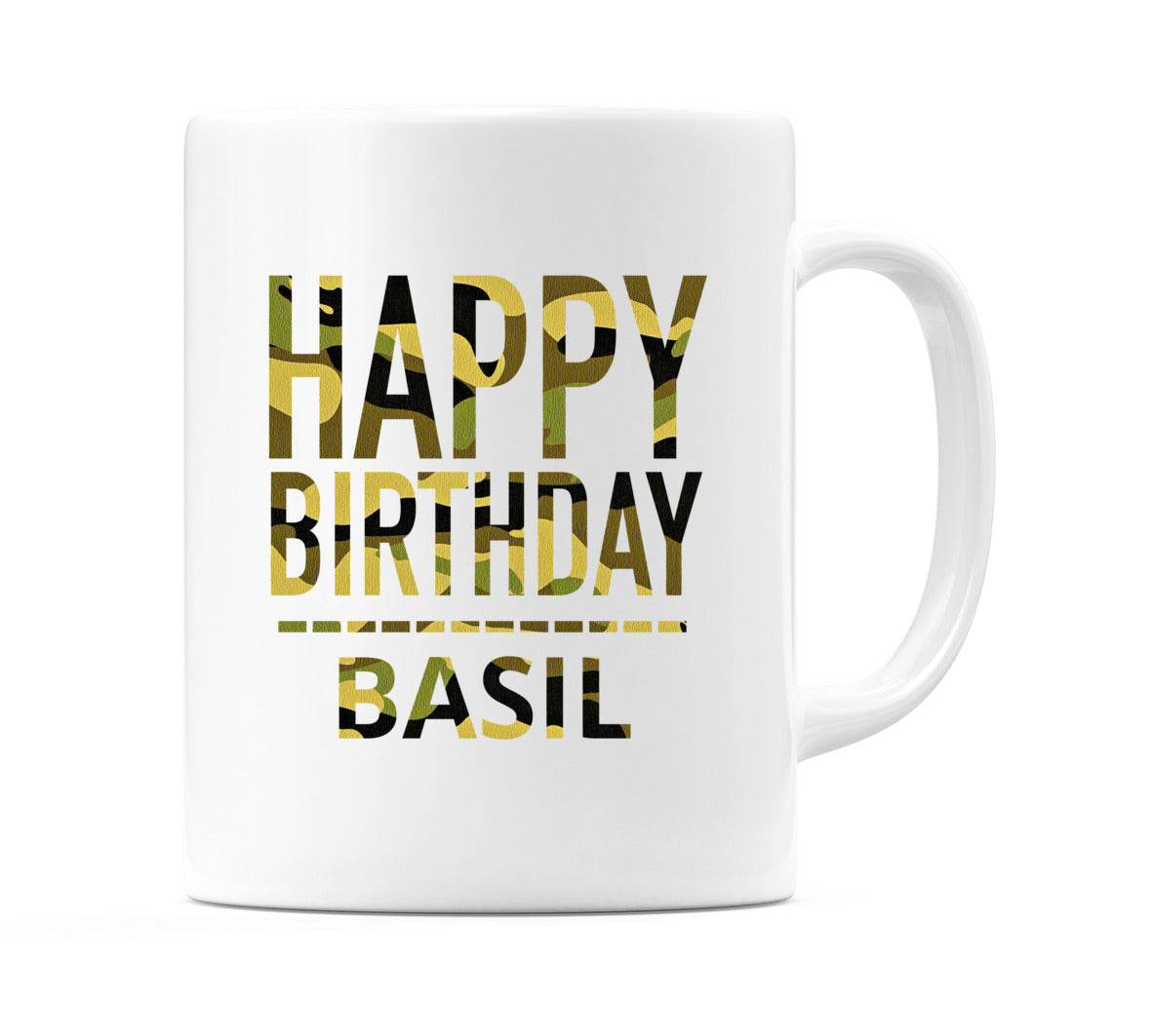 Happy Birthday Basil (Camo) Mug Cup by WeDoMugs