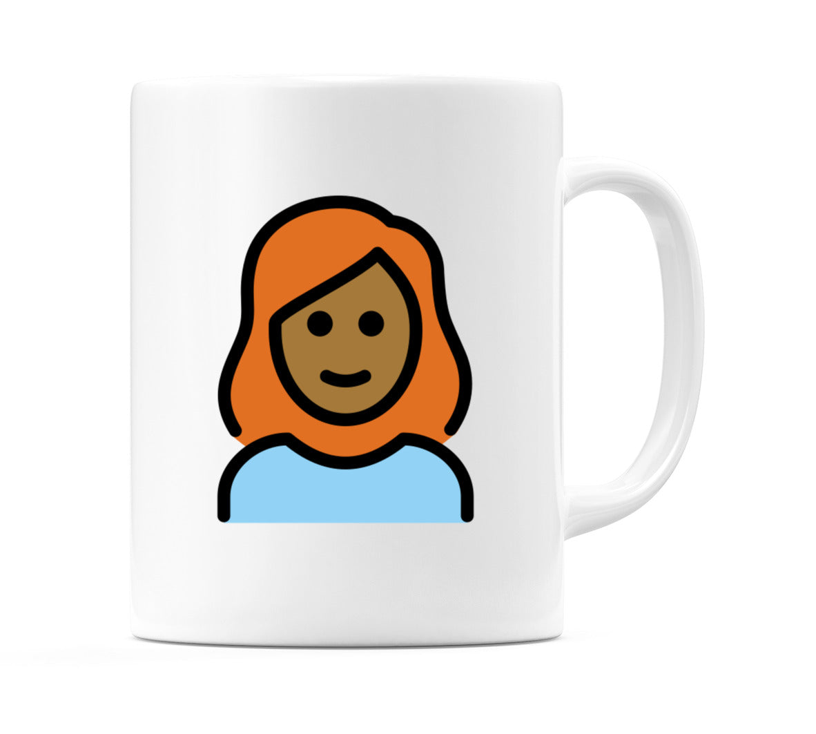 Female: Medium-Dark Skin Tone, Red Hair Emoji Mug