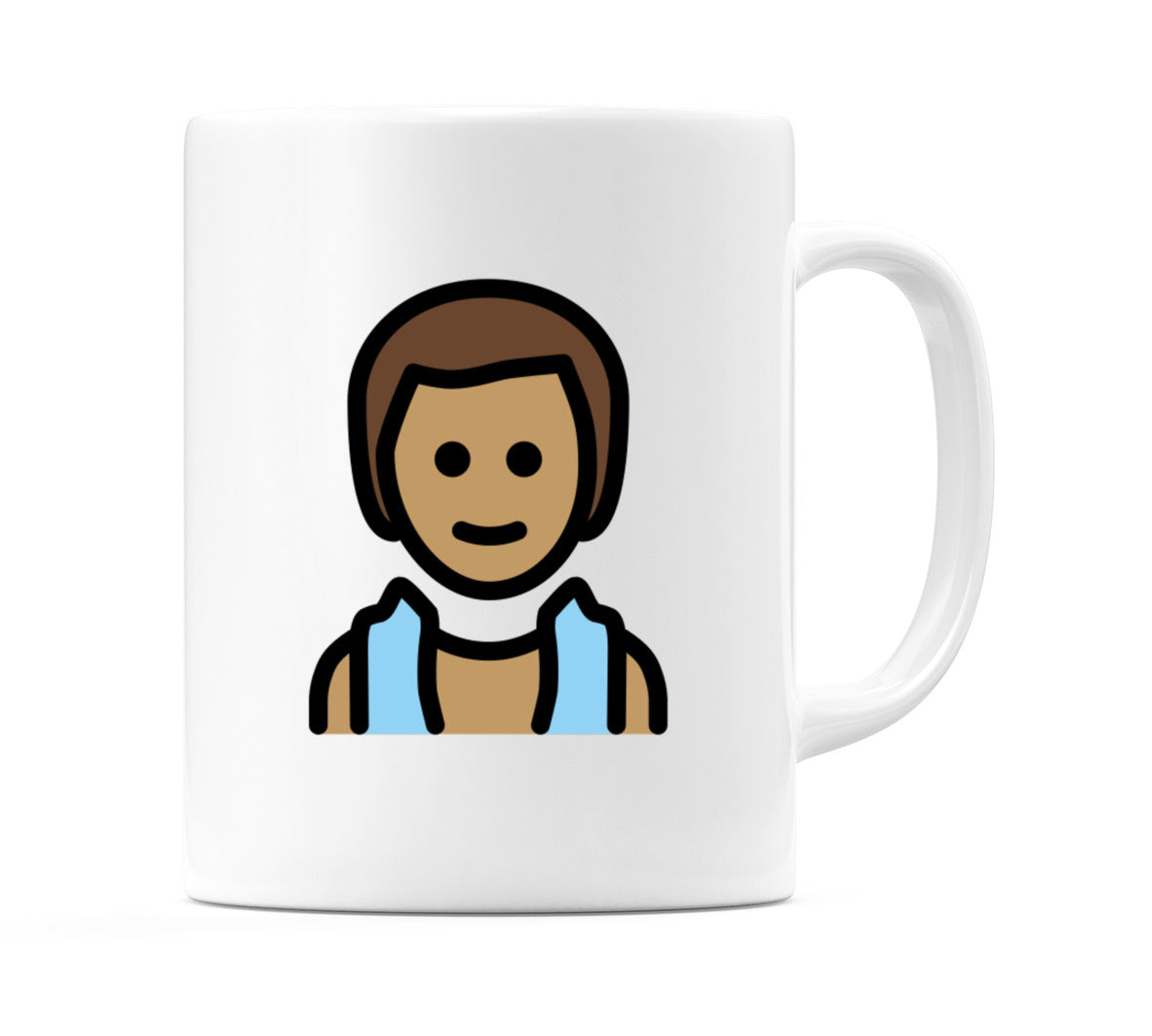 Male In Steamy Room: Medium Skin Tone Emoji Mug