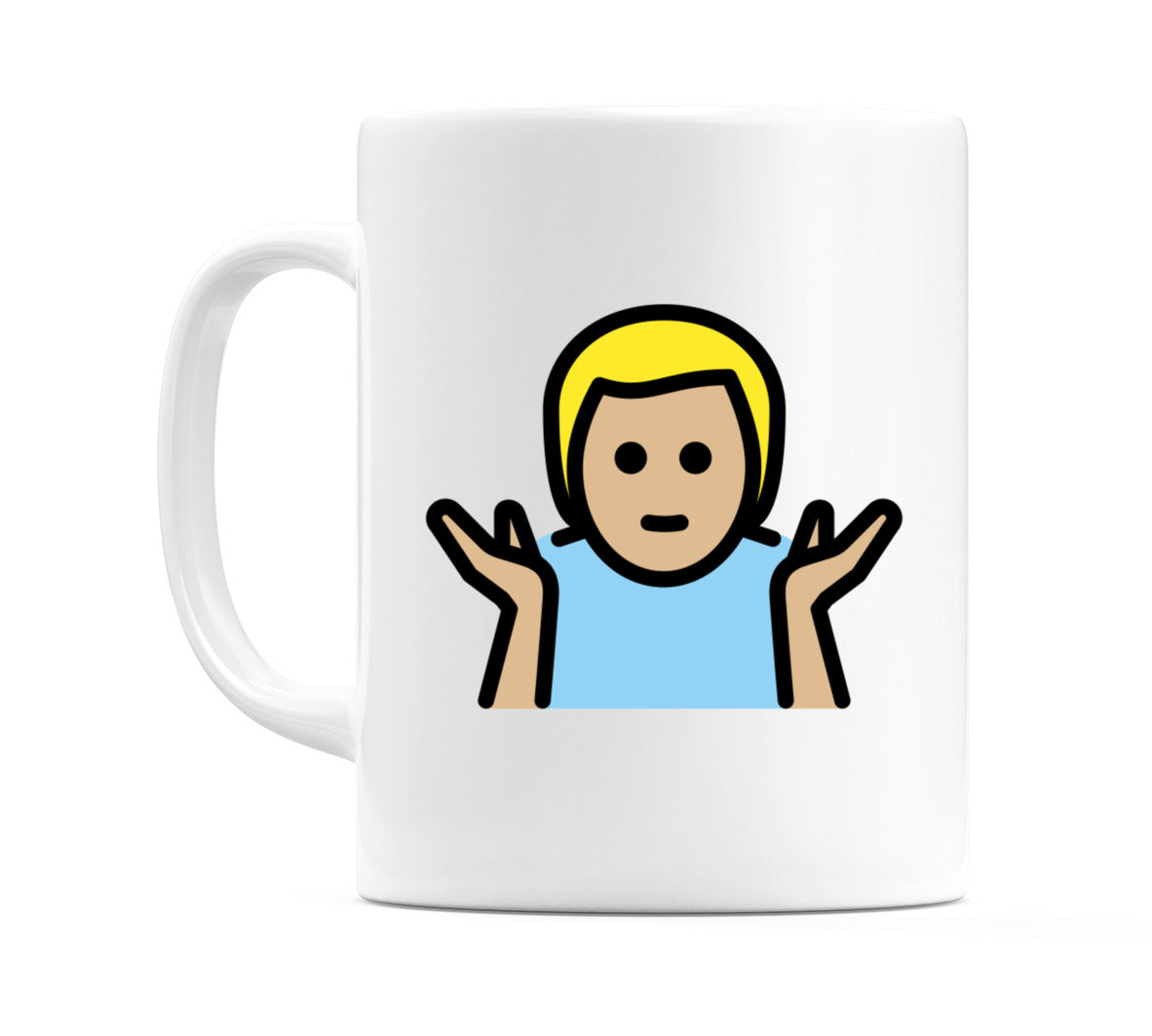 Male Shrugging: Medium-Light Skin Tone Emoji Mug
