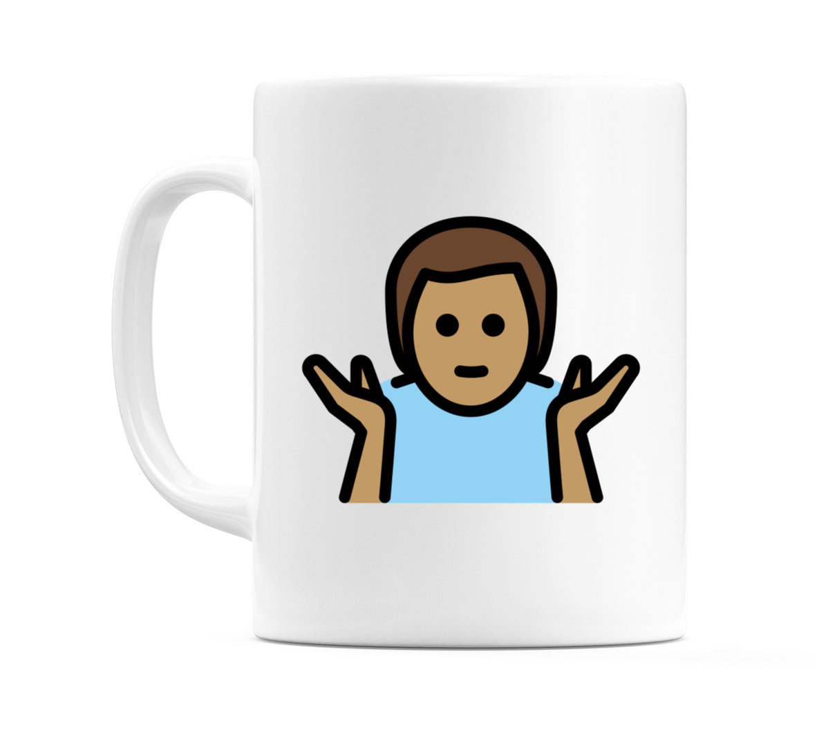 Male Shrugging: Medium Skin Tone Emoji Mug