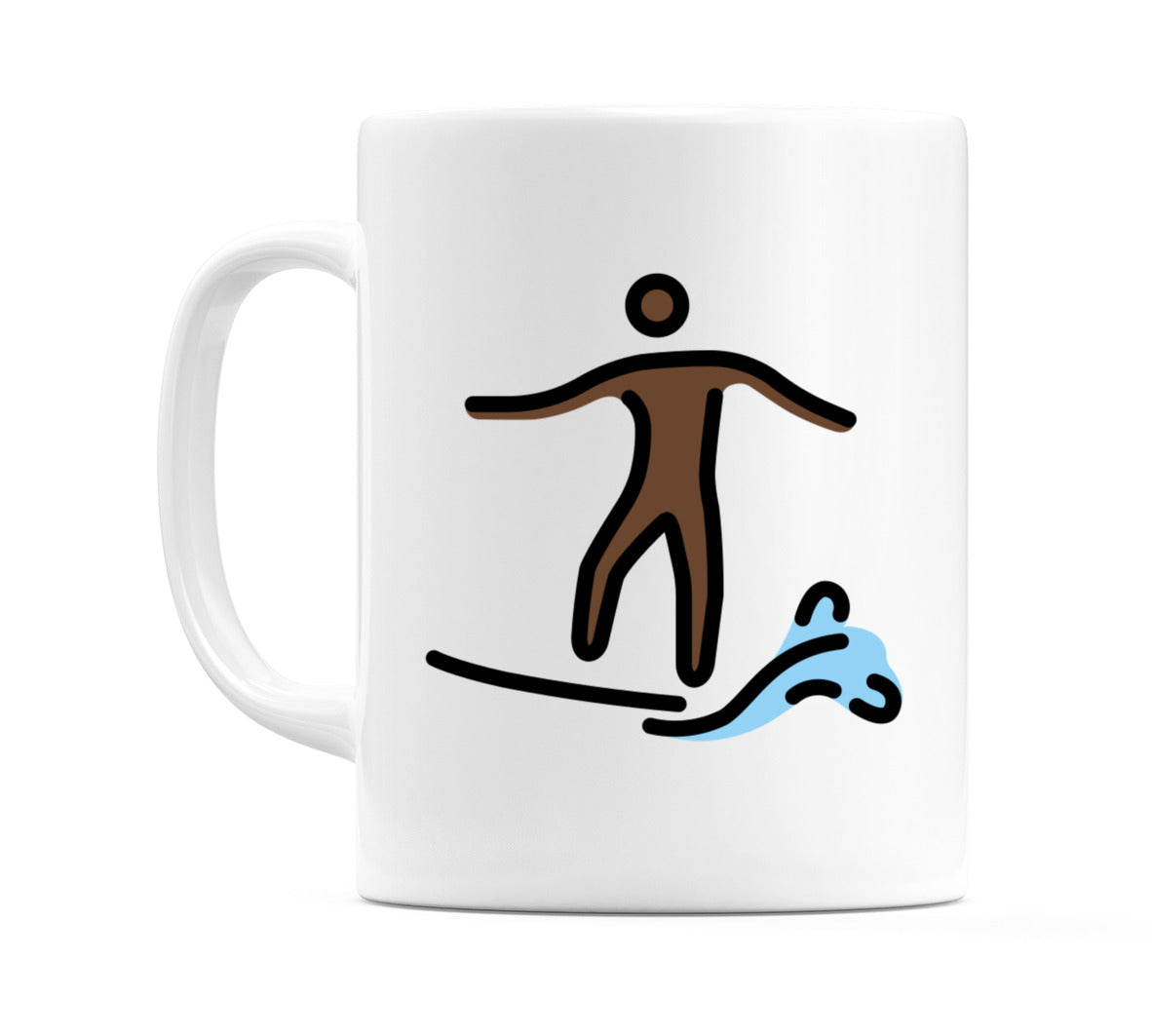 Male Surfing: Dark Skin Tone Emoji Mug