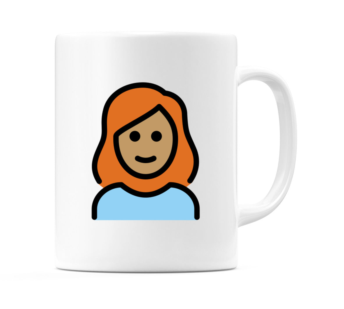 Female: Medium Skin Tone, Red Hair Emoji Mug
