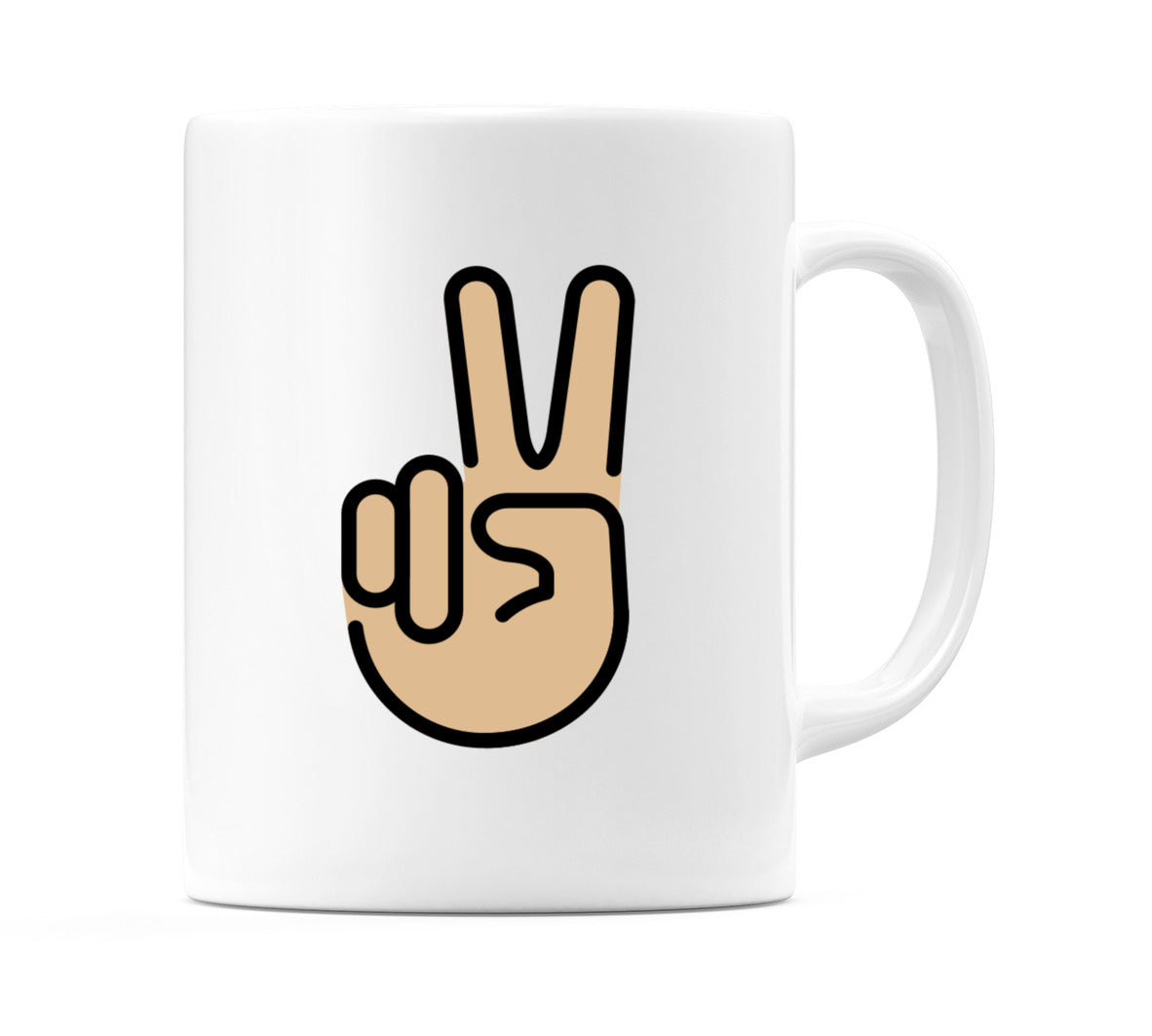 Victory Hand: Medium-Light Skin Tone Emoji Mug