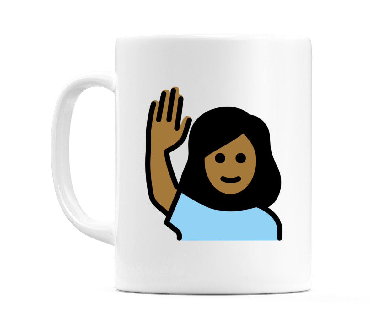 Female Raising Hand: Medium-Dark Skin Tone Emoji Mug
