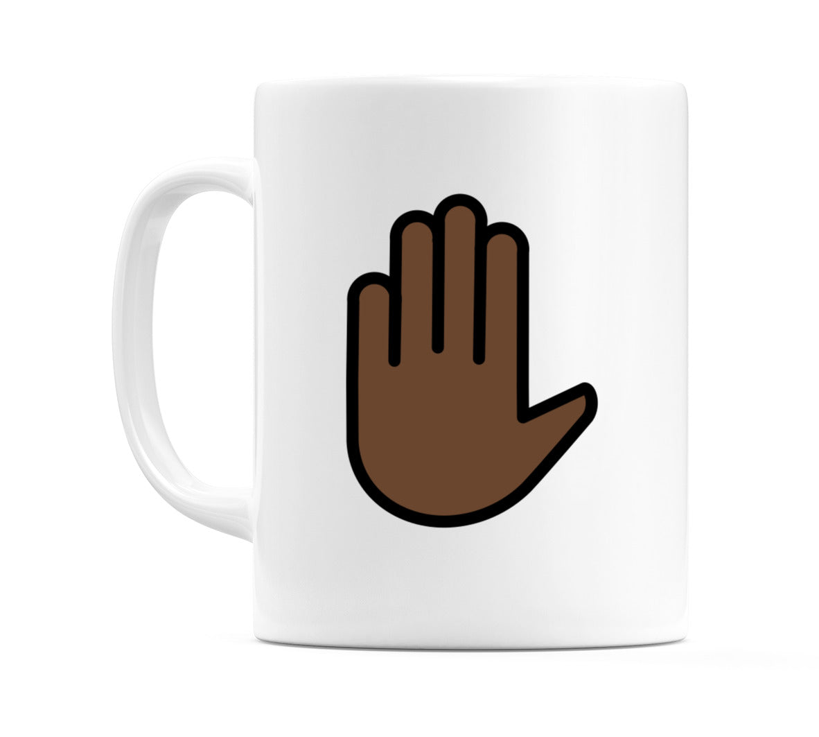 Raised Hand: Dark Skin Tone Emoji Mug