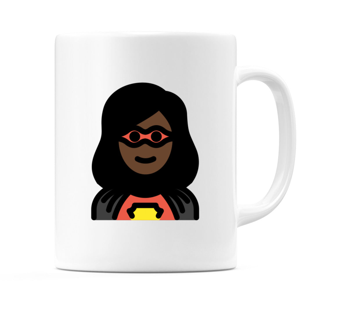 Female Superhero: Dark Skin Tone Emoji Mug