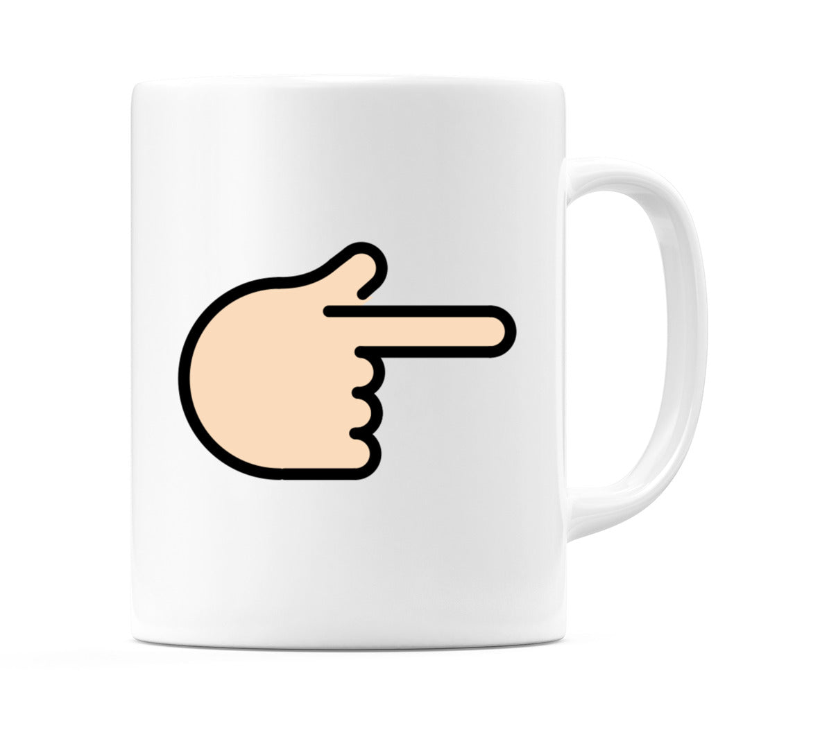 Backhand Index Pointing Right: Light Skin Tone Emoji Mug