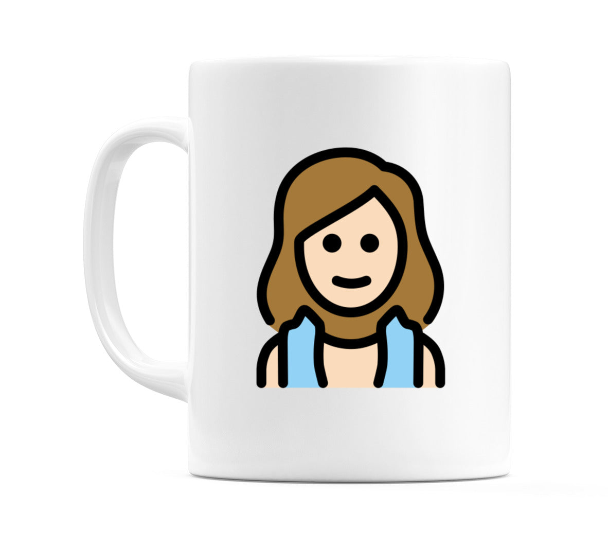Female In Steamy Room: Light Skin Tone Emoji Mug