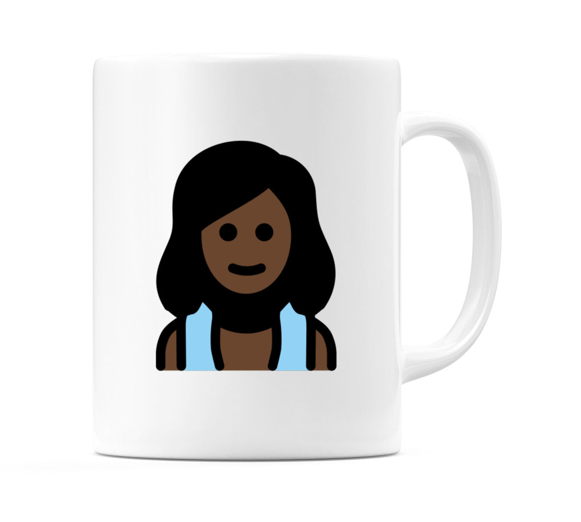 Female In Steamy Room: Dark Skin Tone Emoji Mug