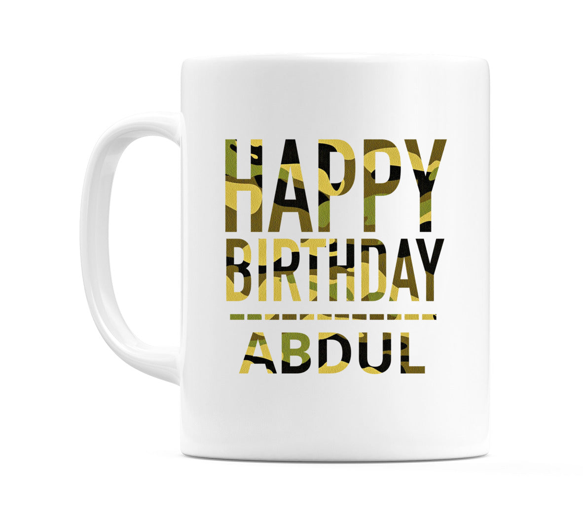 Happy Birthday Abdul (Camo) Mug Cup by WeDoMugs