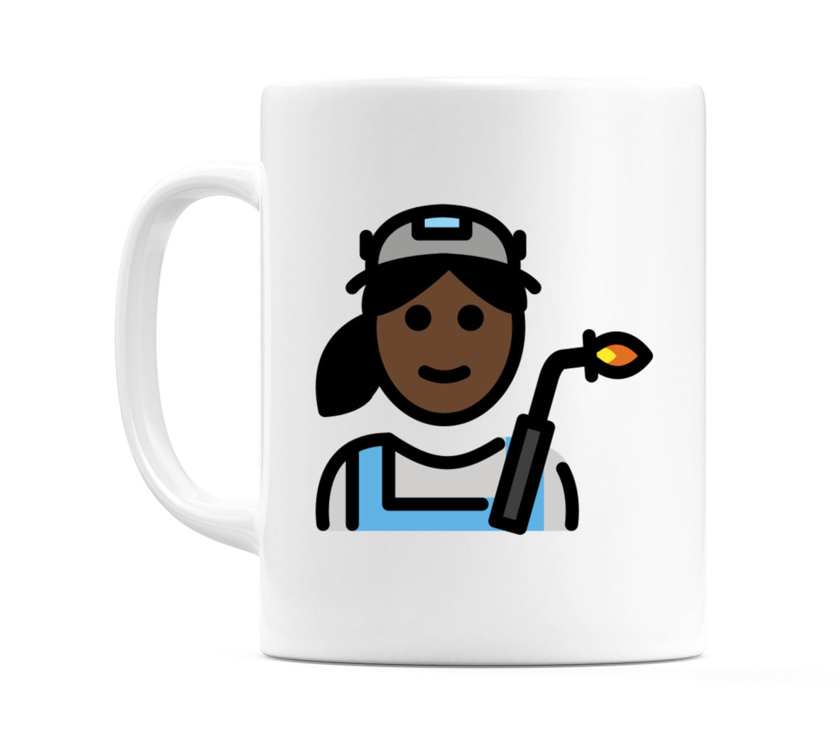 Female Factory Worker: Dark Skin Tone Emoji Mug