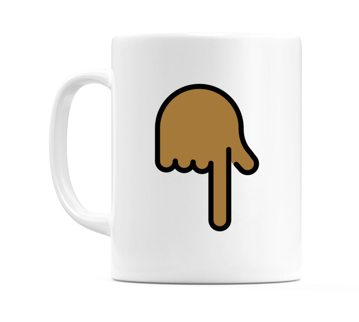 Backhand Index Pointing Down: Medium-Dark Skin Tone Emoji Mug