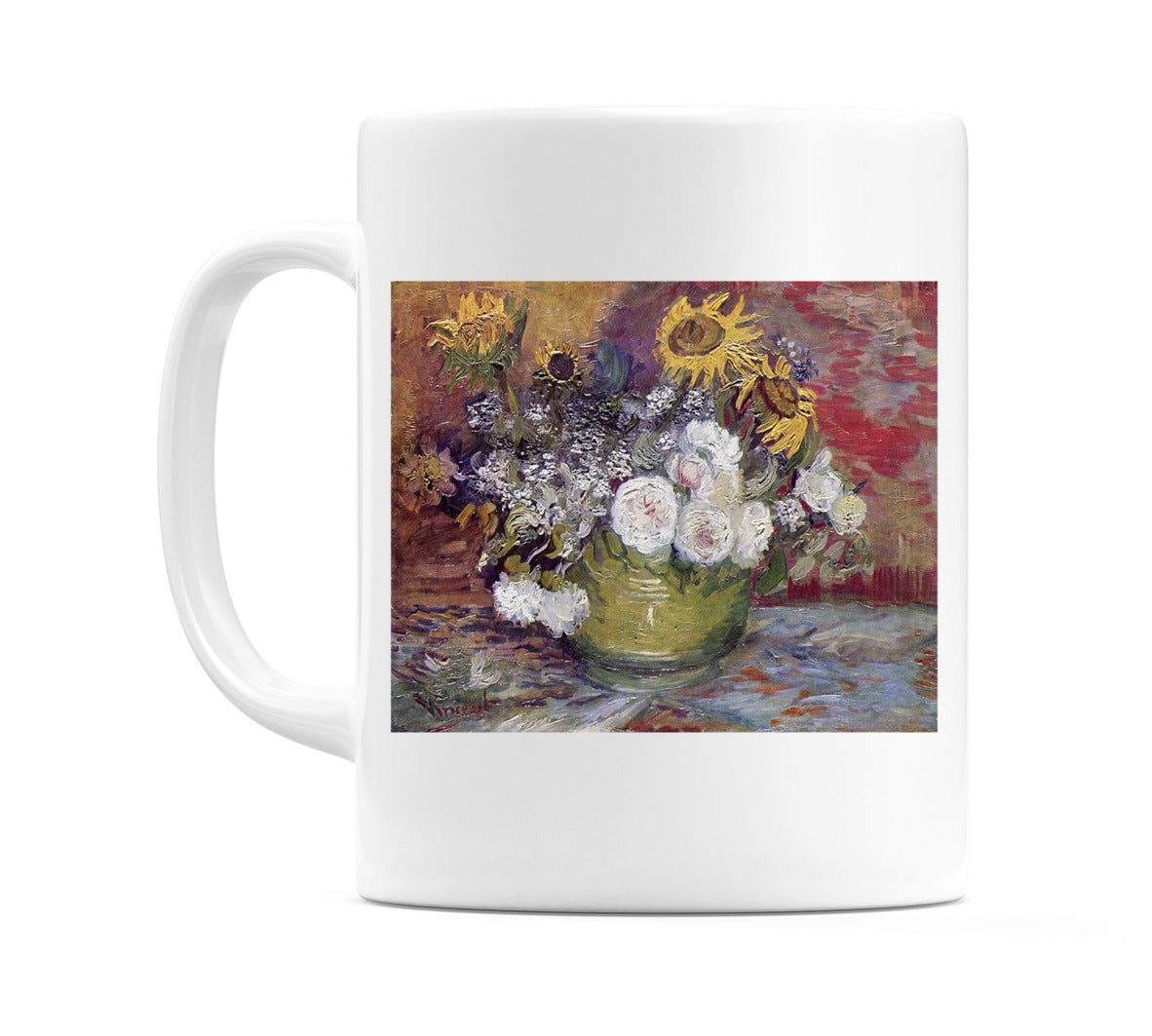 Bowl With Sunflowers Roses And Other Flowers (1886) Mug