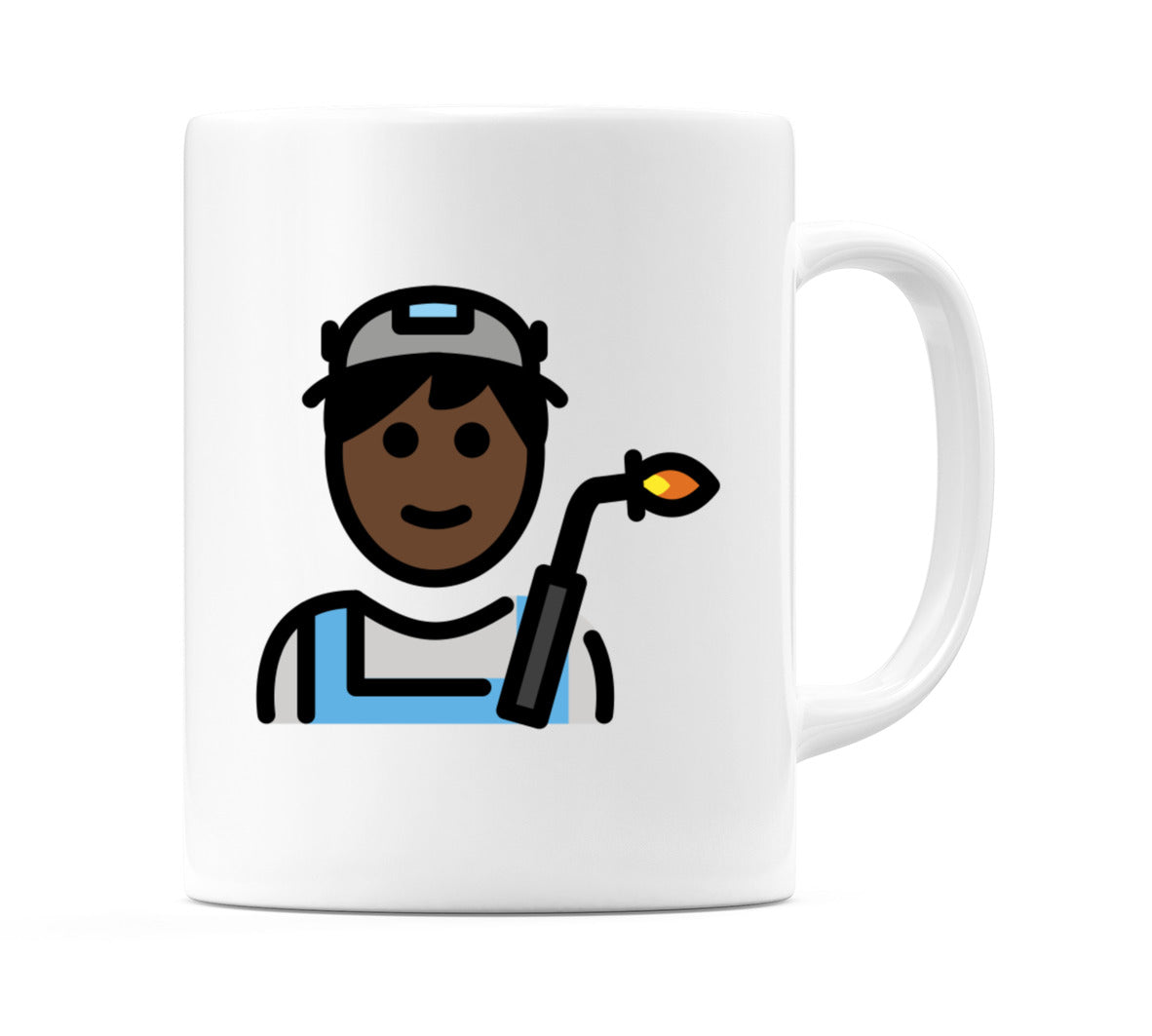 Male Factory Worker: Dark Skin Tone Emoji Mug