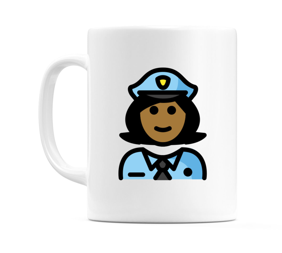 Female Police Officer: Medium-Dark Skin Tone Emoji Mug