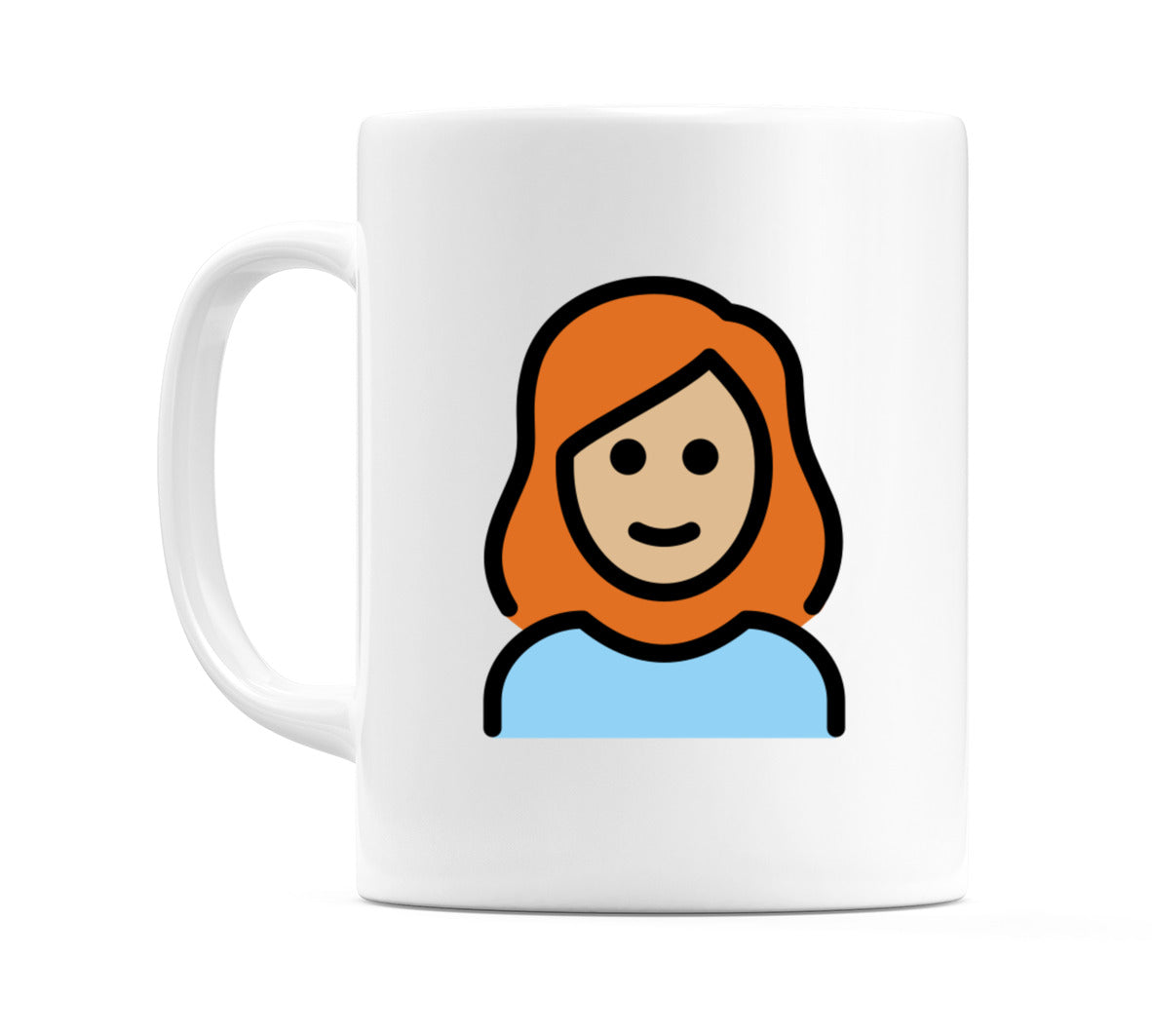 Female: Medium-Light Skin Tone, Red Hair Emoji Mug