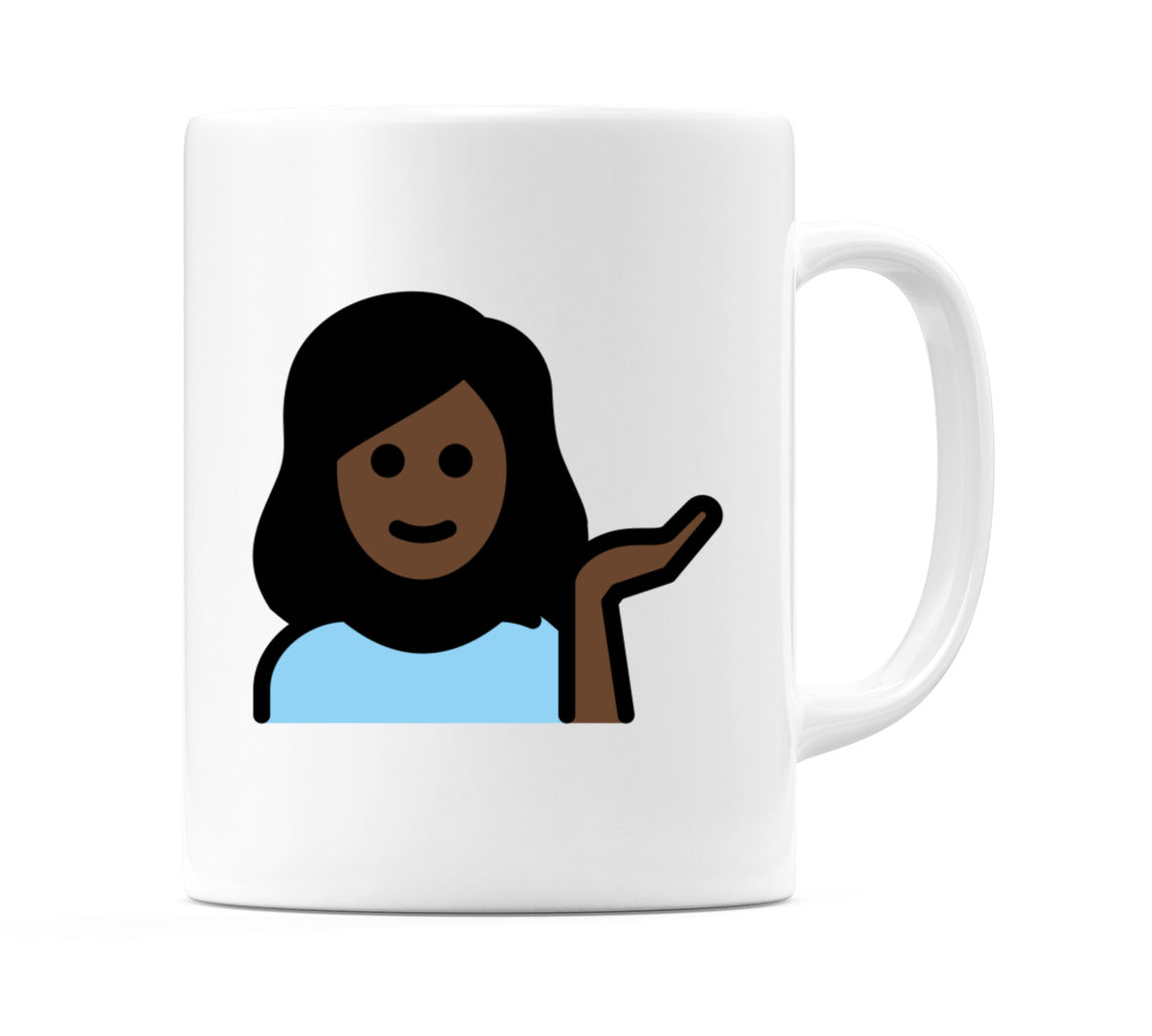 Female Tipping Hand: Dark Skin Tone Emoji Mug