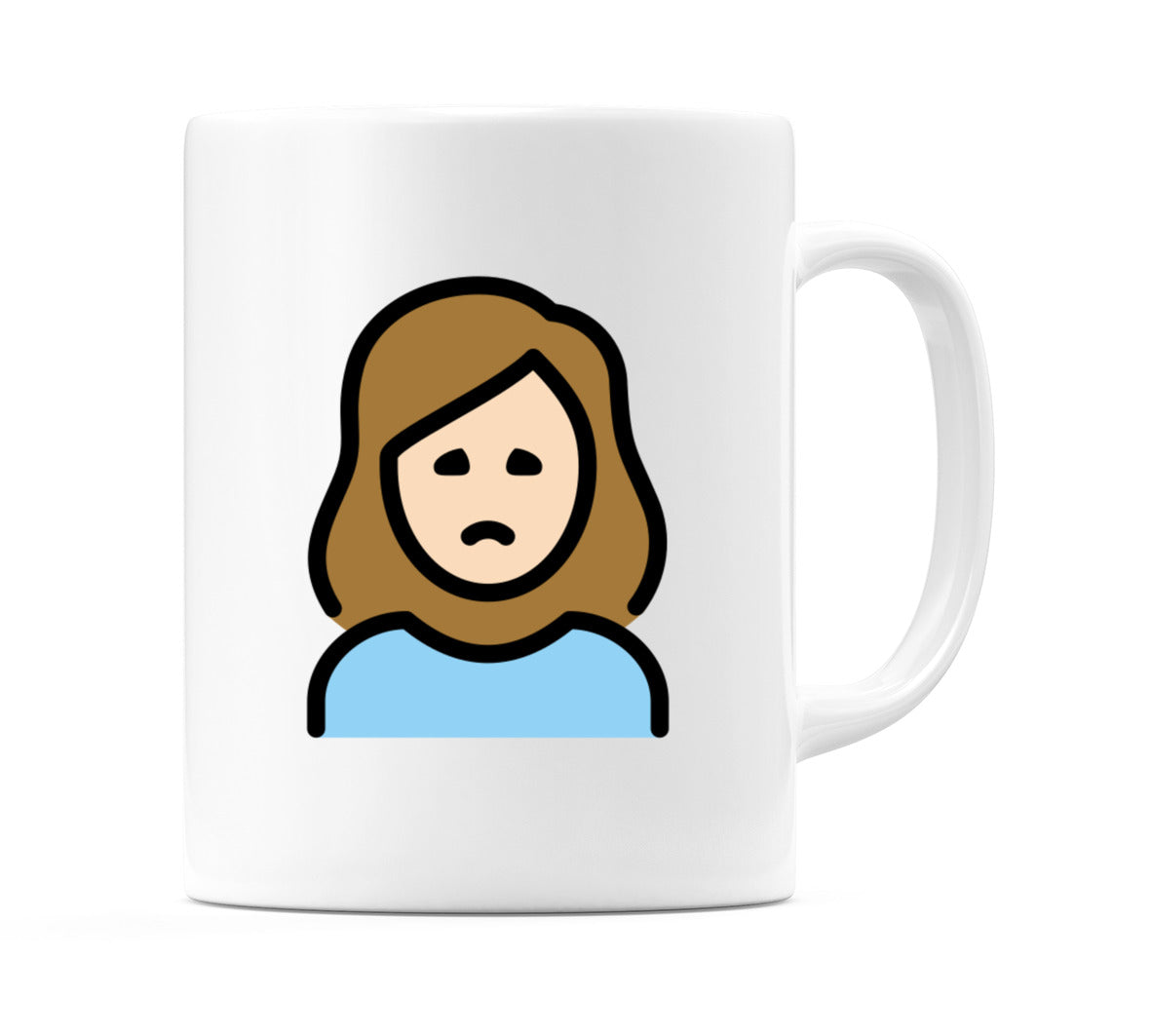 Female Frowning: Light Skin Tone Emoji Mug