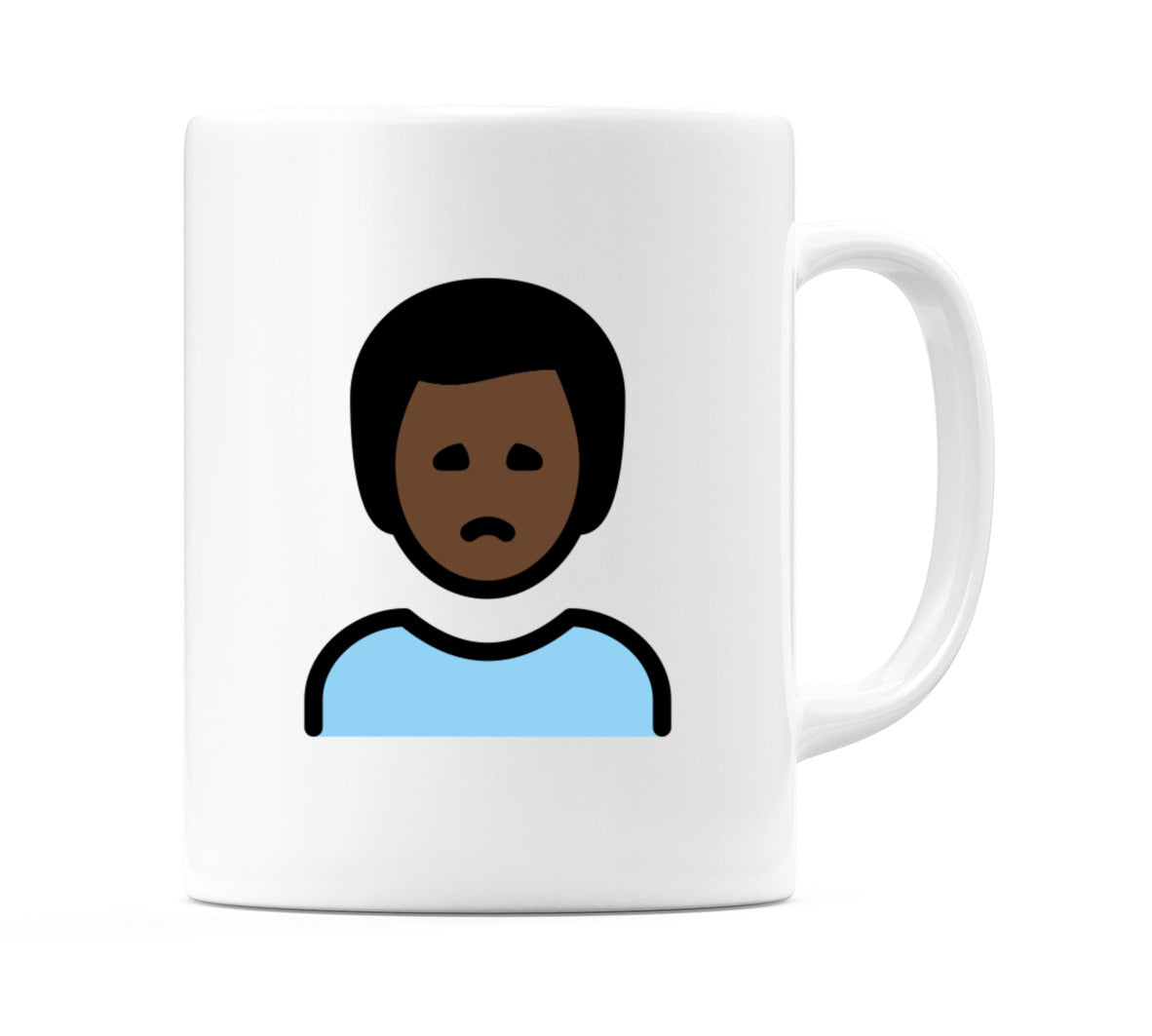 Male Frowning: Dark Skin Tone Emoji Mug