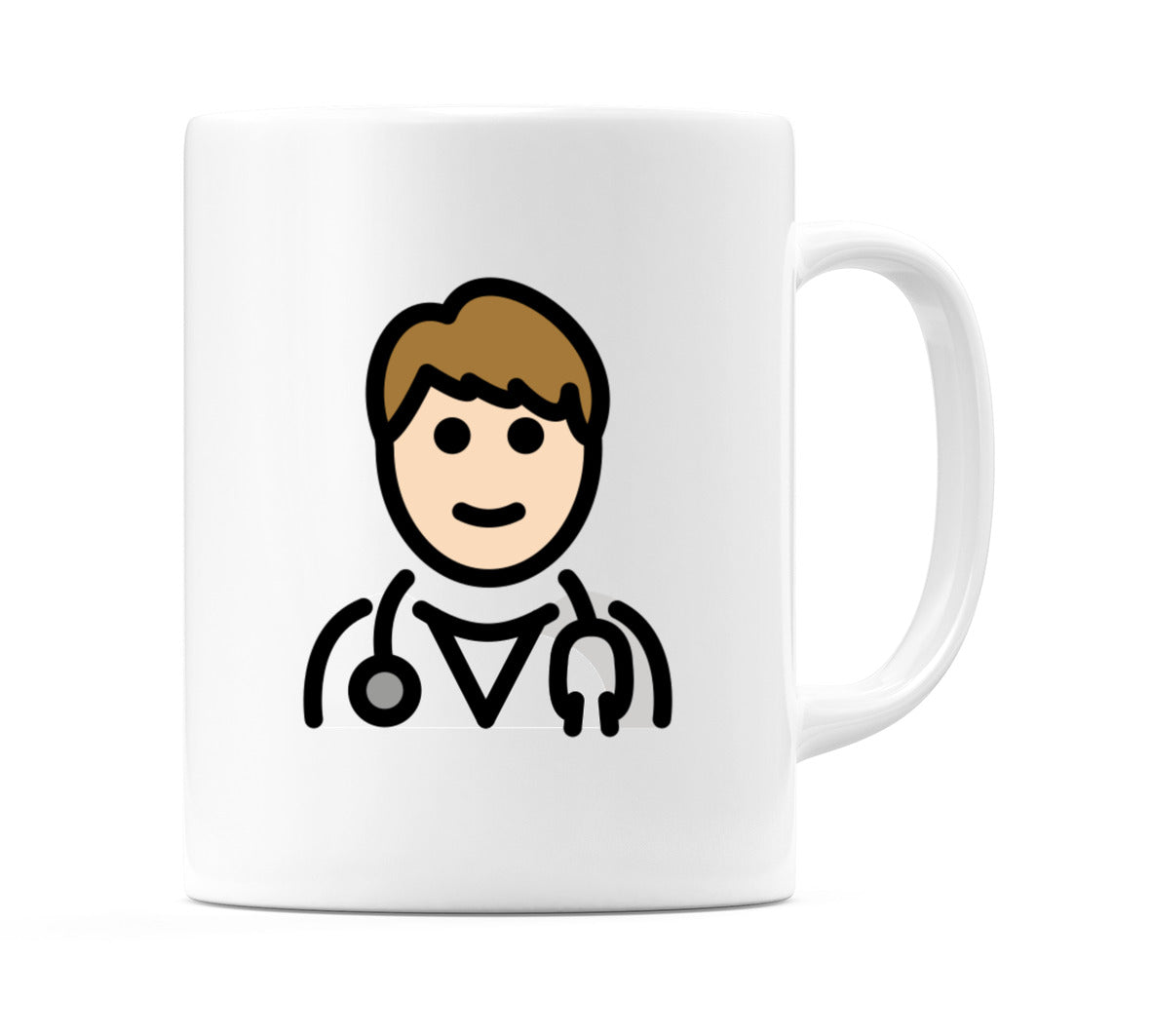 Male Health Worker: Light Skin Tone Emoji Mug
