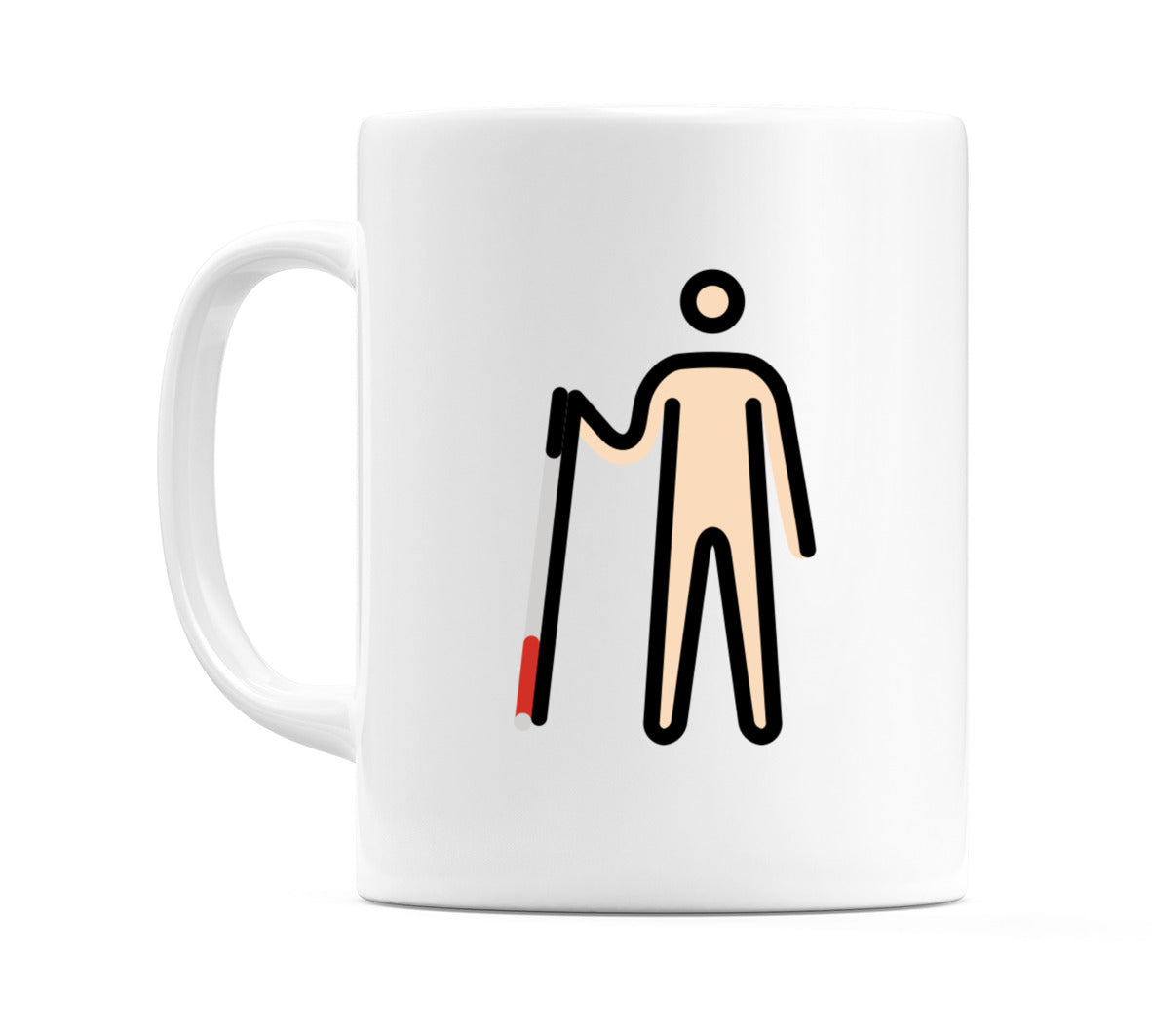 Male With Probing Cane: Light Skin Tone Emoji Mug