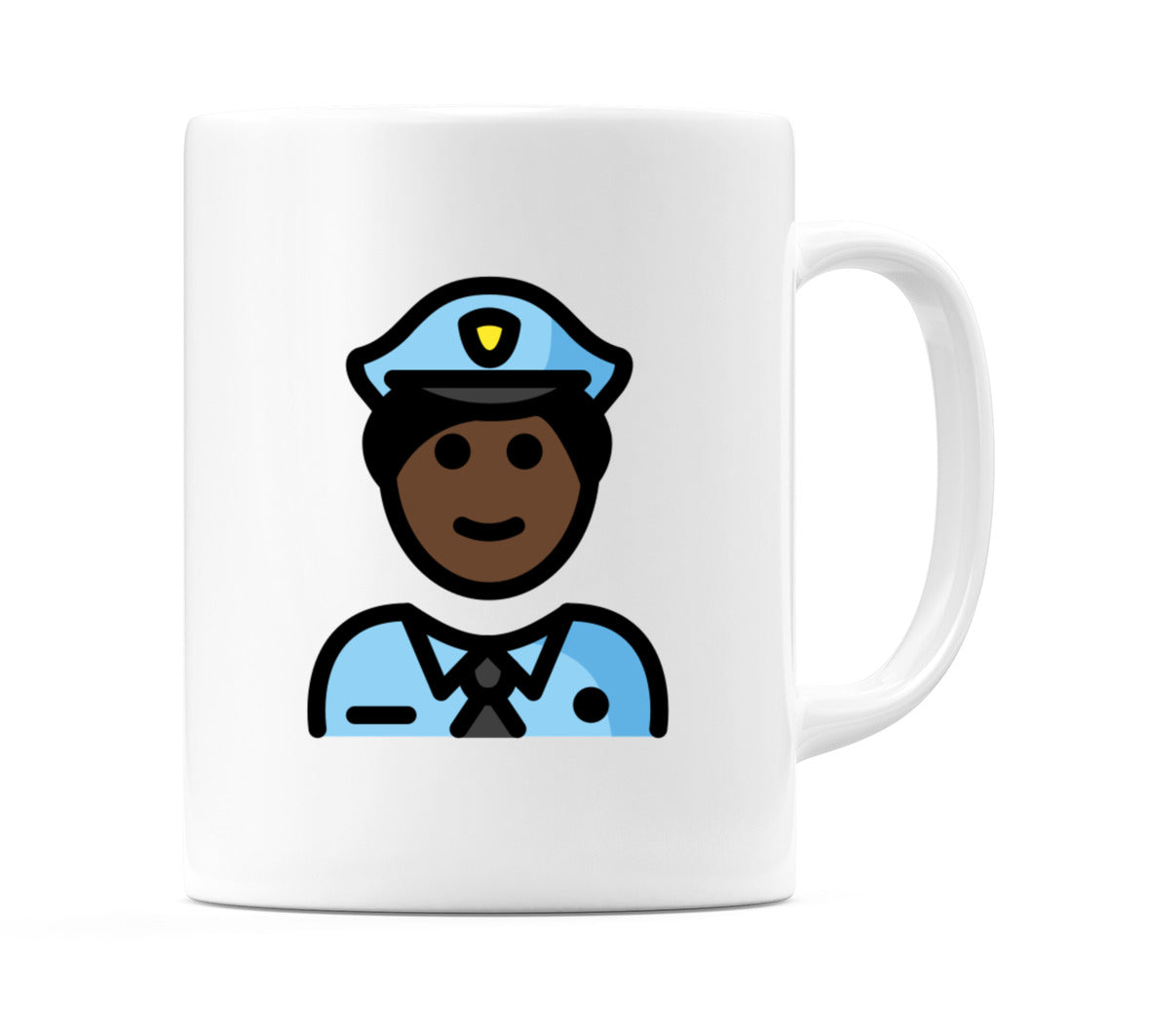 Male Police Officer: Dark Skin Tone Emoji Mug