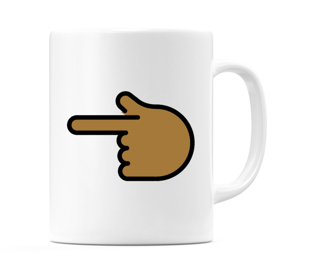 Backhand Index Pointing Left: Medium-Dark Skin Tone Emoji Mug