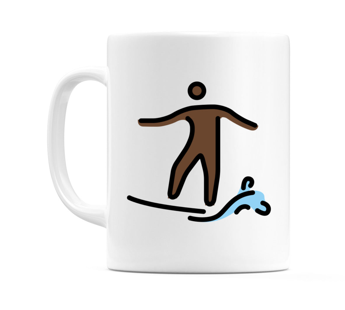 Person Surfing: Dark Skin Tone Emoji Mug
