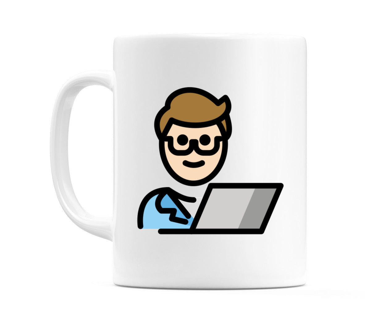 Male Technologist: Light Skin Tone Emoji Mug