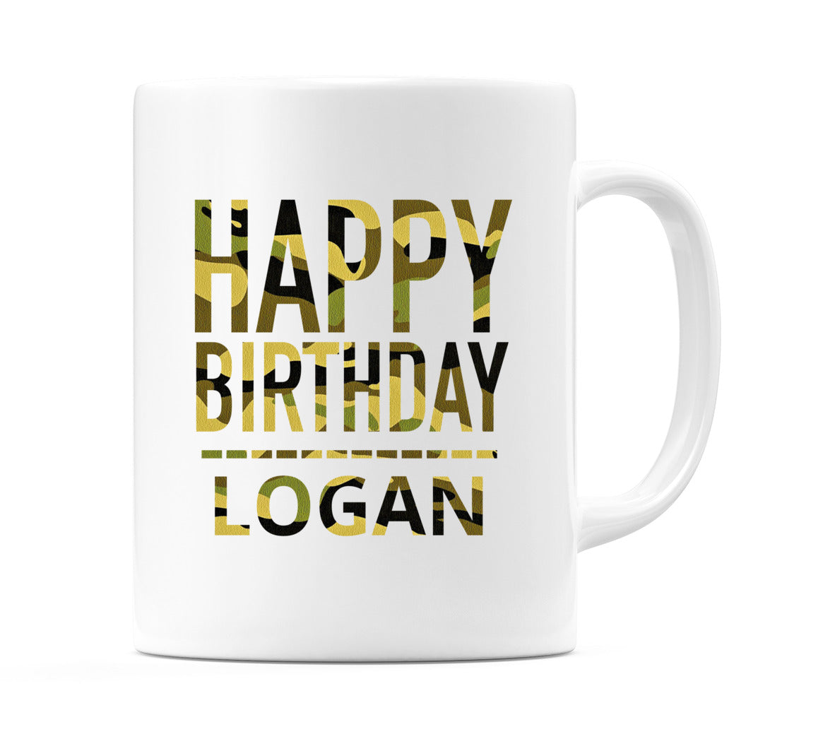 Happy Birthday Logan (Camo) Mug Cup by WeDoMugs