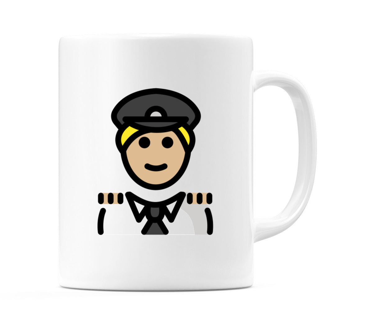 Male Pilot: Medium-Light Skin Tone Emoji Mug