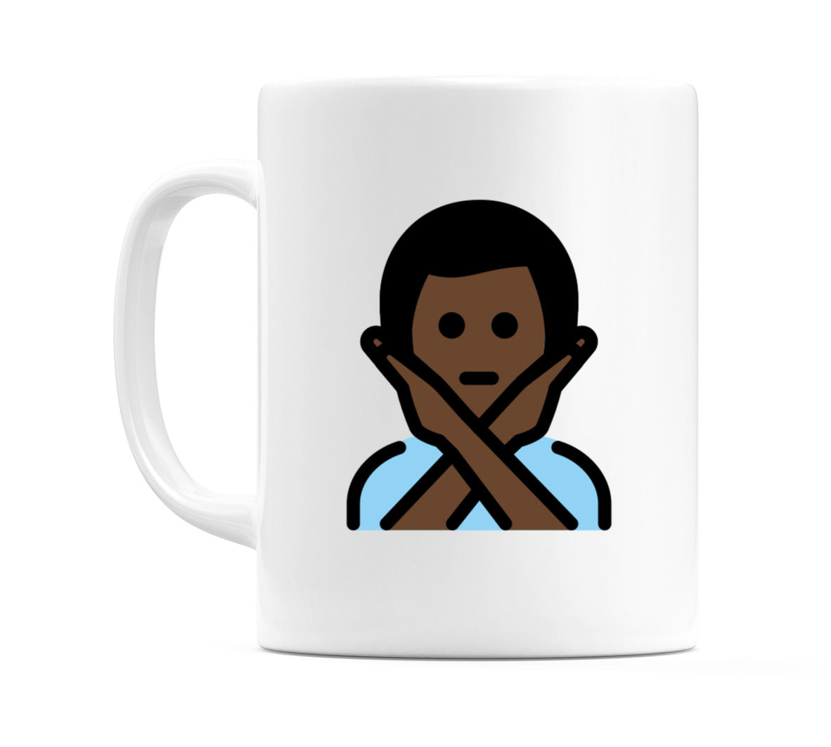 Male Gesturing No: Dark Skin Tone Emoji Mug